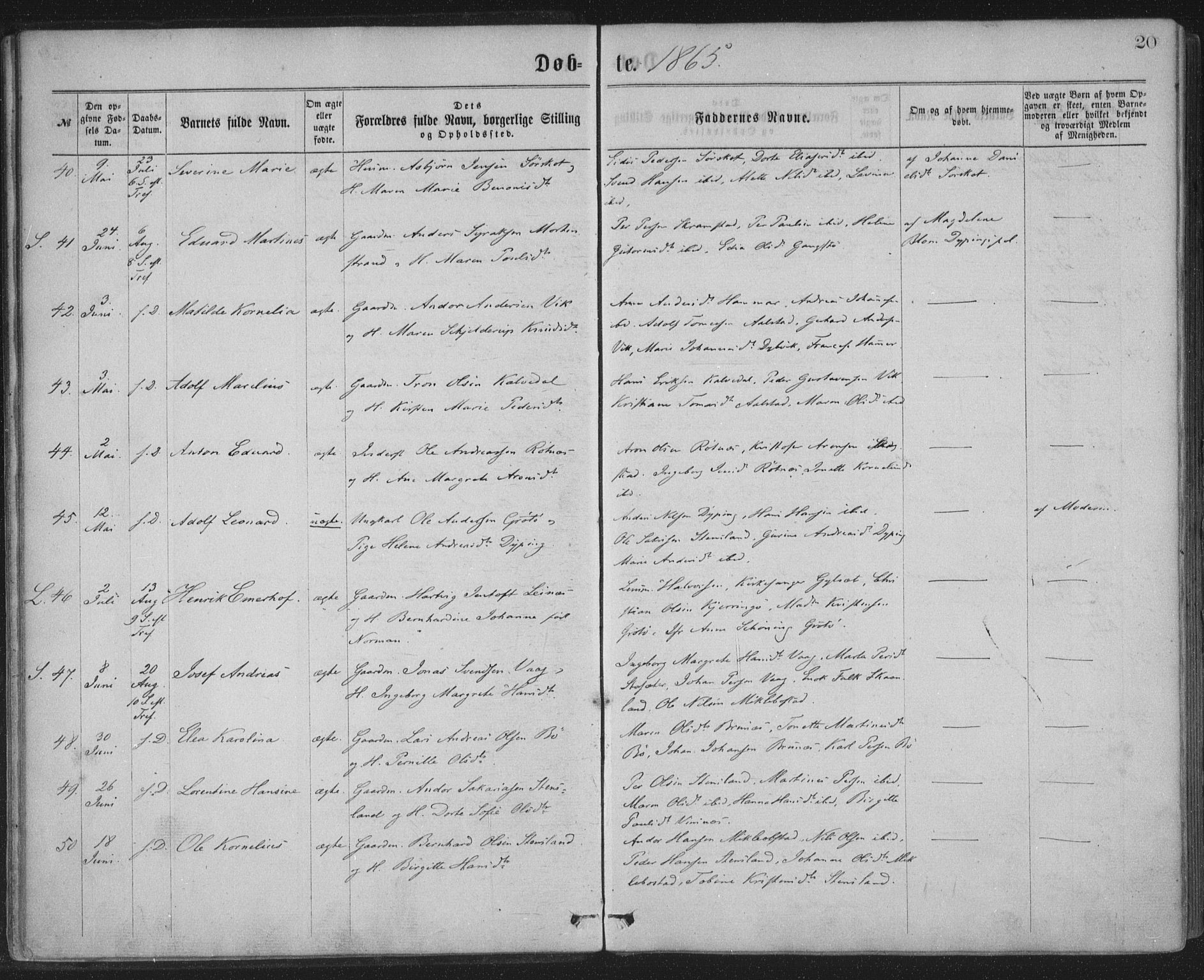 Ministerialprotokoller, klokkerbøker og fødselsregistre - Nordland, AV/SAT-A-1459/855/L0801: Parish register (official) no. 855A09, 1864-1874, p. 20