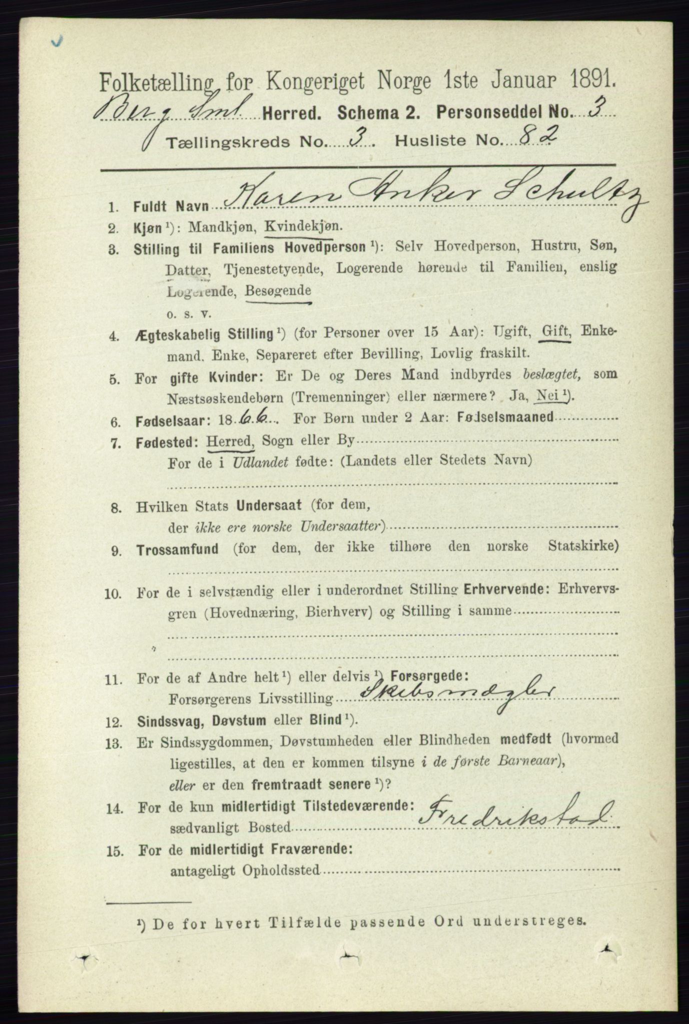 RA, 1891 census for 0116 Berg, 1891, p. 2416