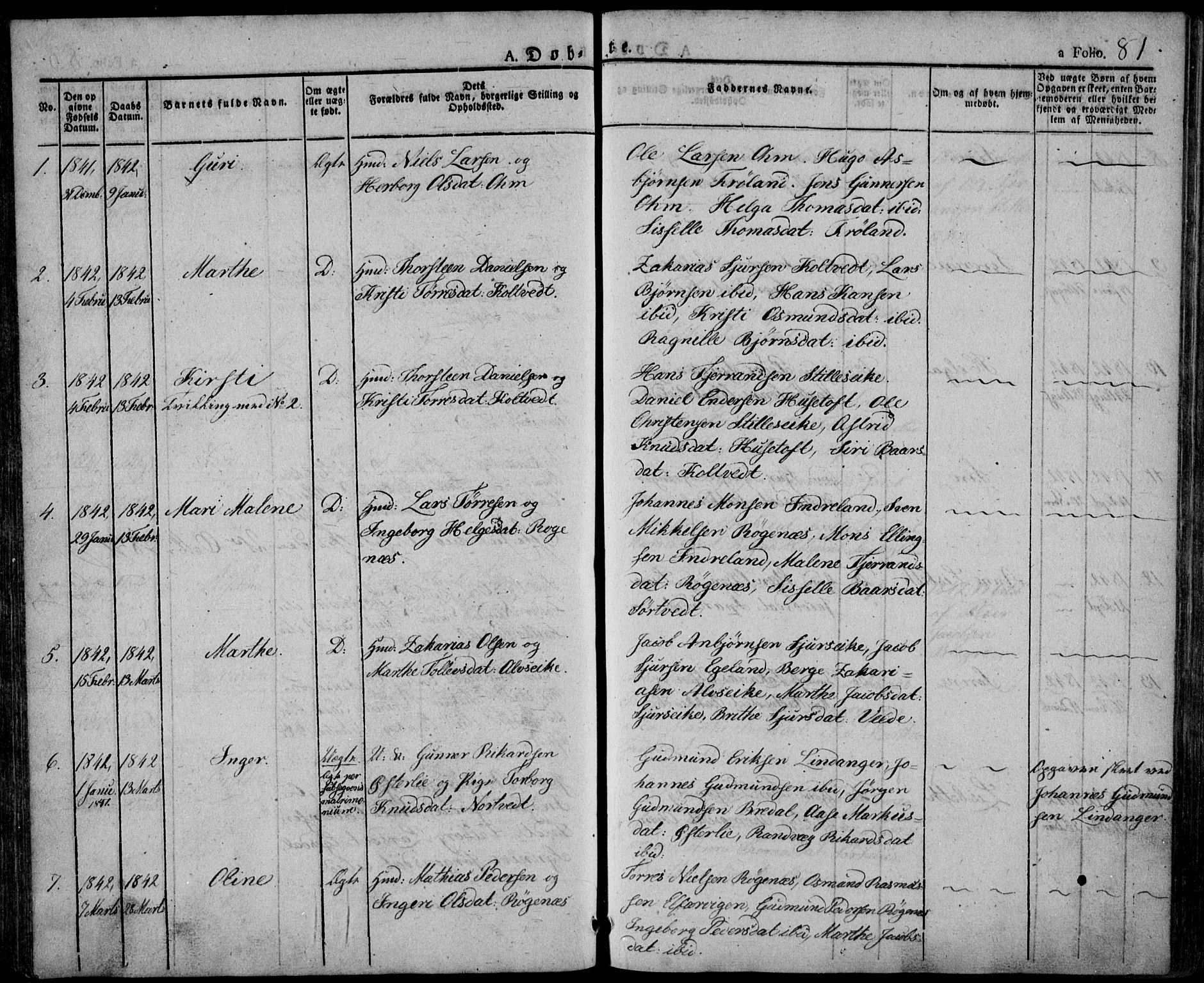 Skjold sokneprestkontor, AV/SAST-A-101847/H/Ha/Haa/L0005: Parish register (official) no. A 5, 1830-1856, p. 81