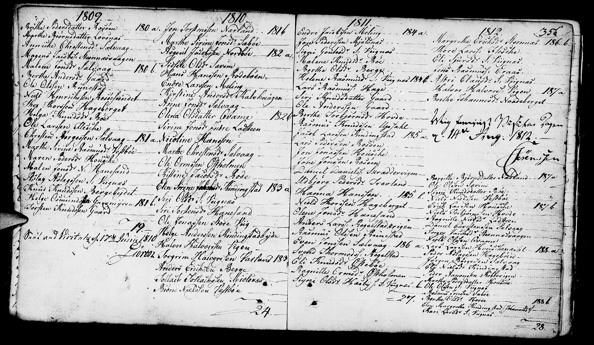 Finnøy sokneprestkontor, SAST/A-101825/H/Ha/Haa/L0005: Parish register (official) no. A 5, 1773-1816, p. 356