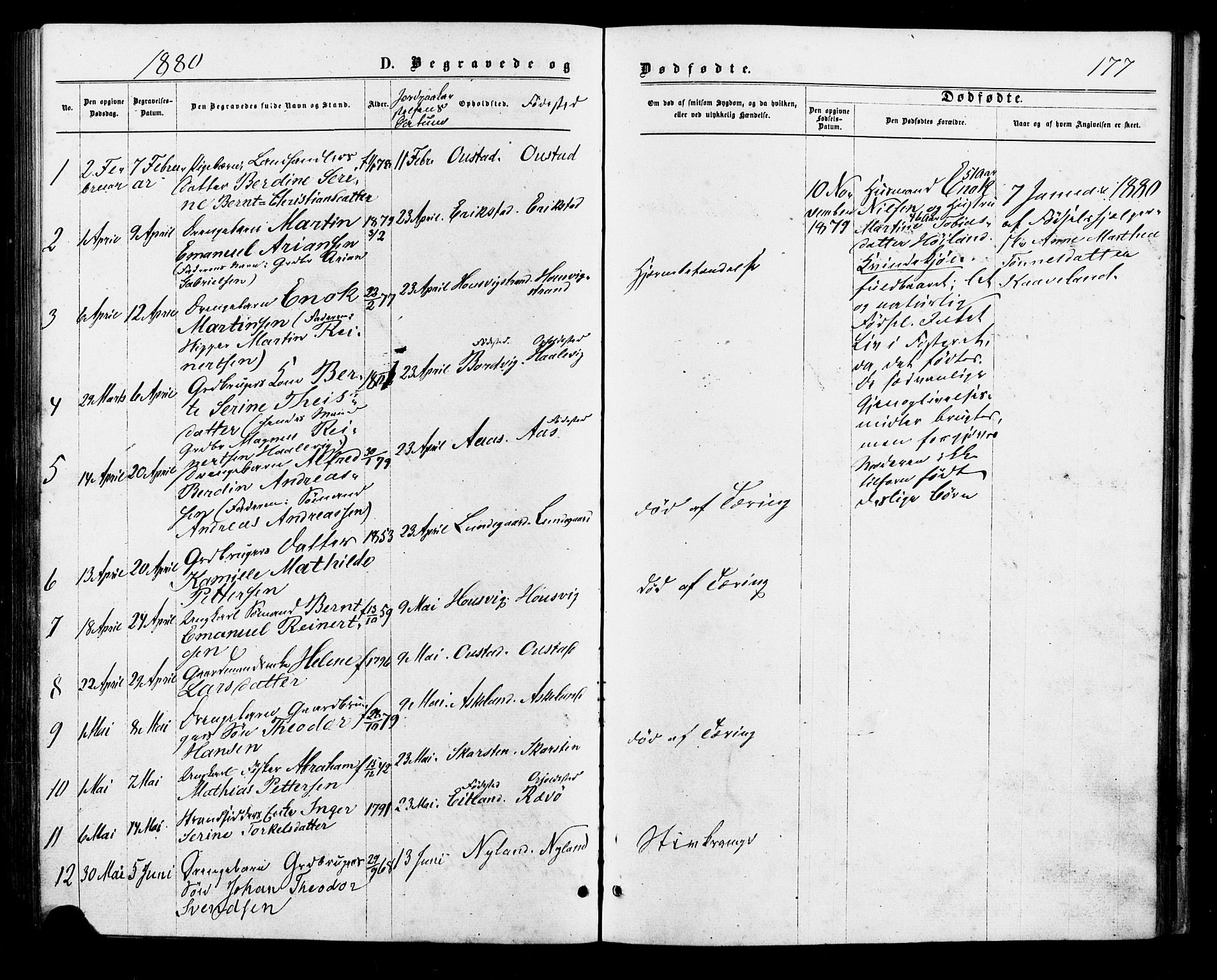 Lyngdal sokneprestkontor, AV/SAK-1111-0029/F/Fa/Faa/L0003: Parish register (official) no. A 3, 1871-1882, p. 177