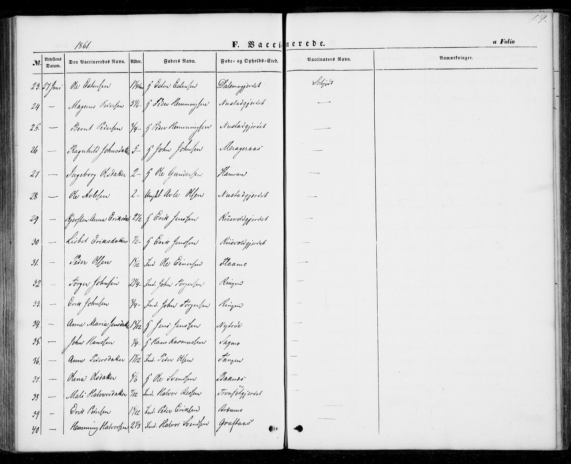 Ministerialprotokoller, klokkerbøker og fødselsregistre - Nord-Trøndelag, SAT/A-1458/706/L0040: Parish register (official) no. 706A01, 1850-1861, p. 119