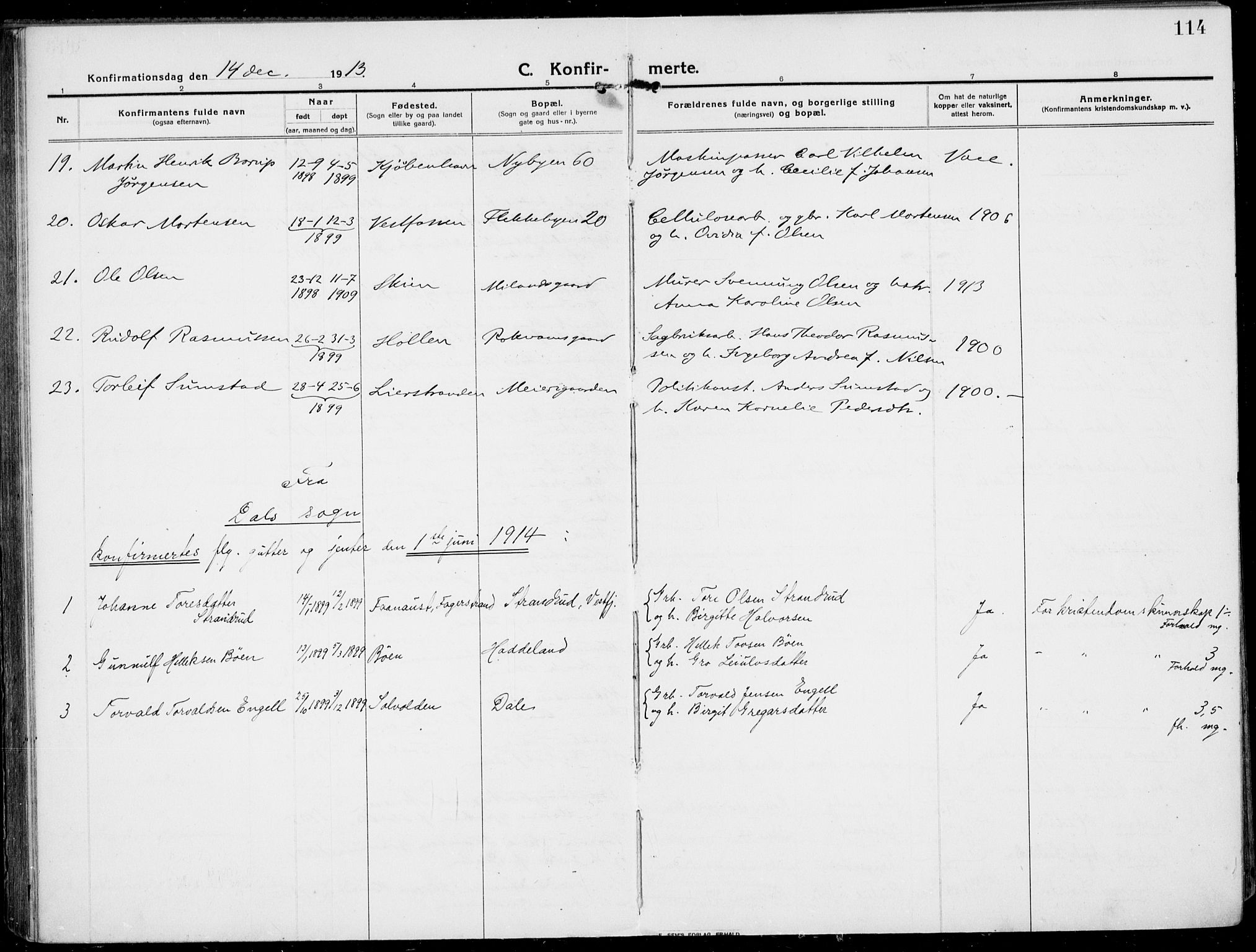 Rjukan kirkebøker, AV/SAKO-A-294/F/Fa/L0002: Parish register (official) no. 2, 1912-1917, p. 114