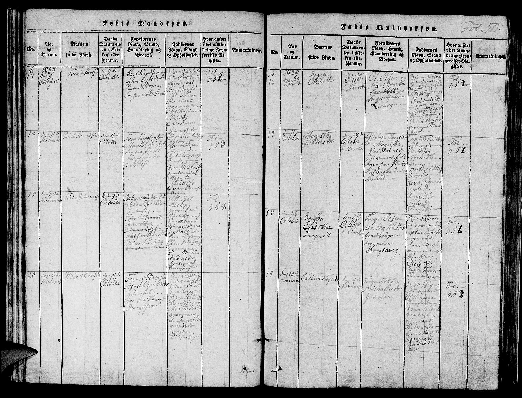 Nedstrand sokneprestkontor, AV/SAST-A-101841/01/IV: Parish register (official) no. A 6, 1816-1838, p. 50