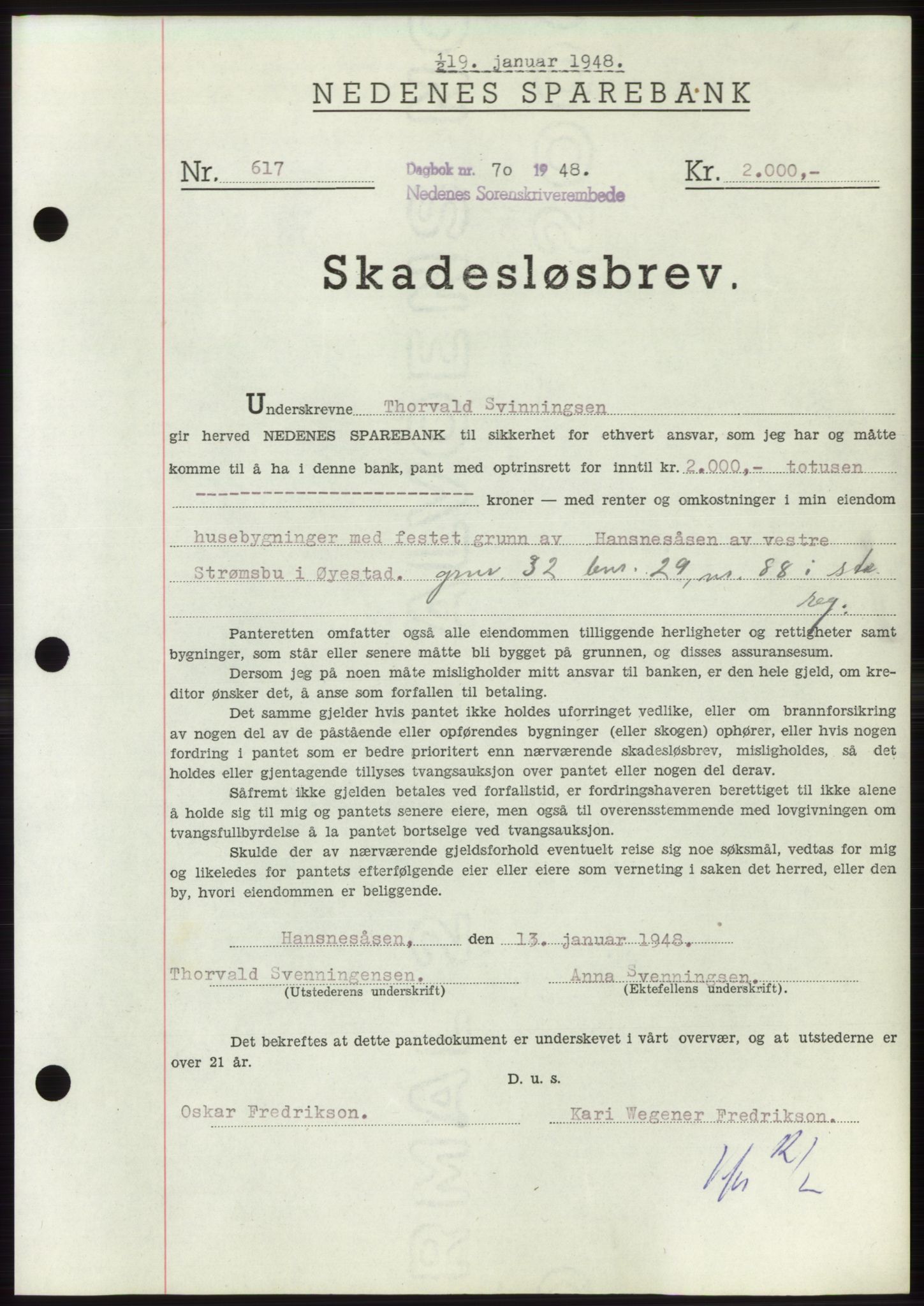 Nedenes sorenskriveri, AV/SAK-1221-0006/G/Gb/Gbb/L0005: Mortgage book no. B5, 1948-1948, Diary no: : 70/1948