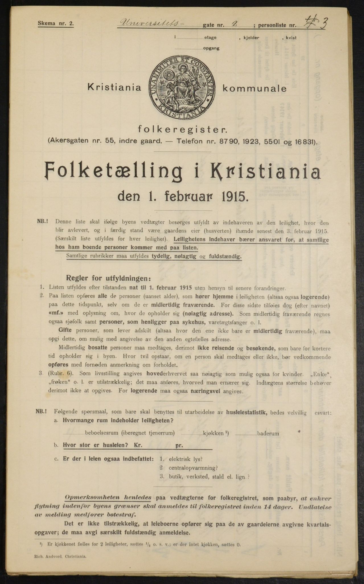 OBA, Municipal Census 1915 for Kristiania, 1915, p. 120606