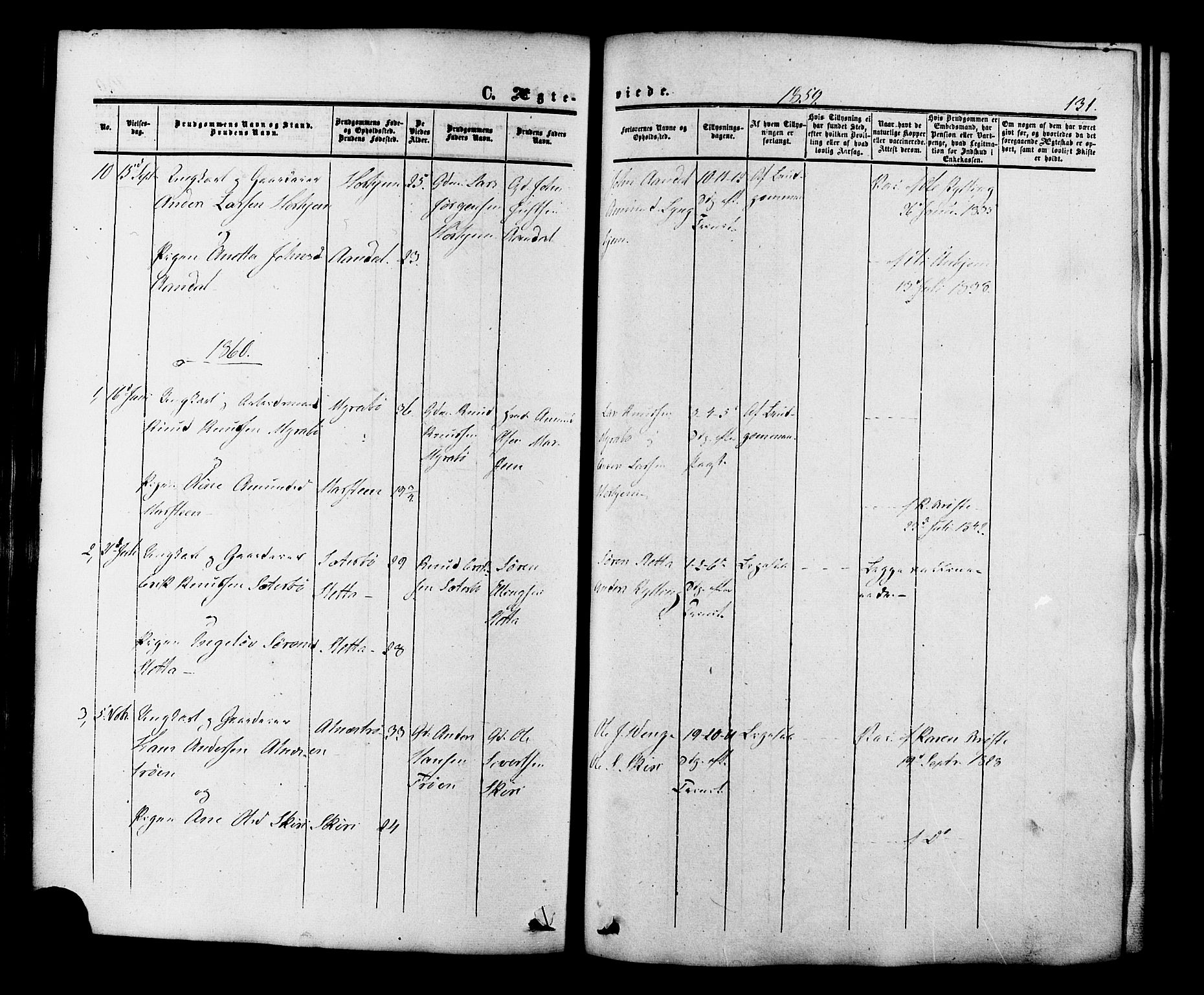 Ministerialprotokoller, klokkerbøker og fødselsregistre - Møre og Romsdal, SAT/A-1454/546/L0594: Parish register (official) no. 546A02, 1854-1882, p. 131