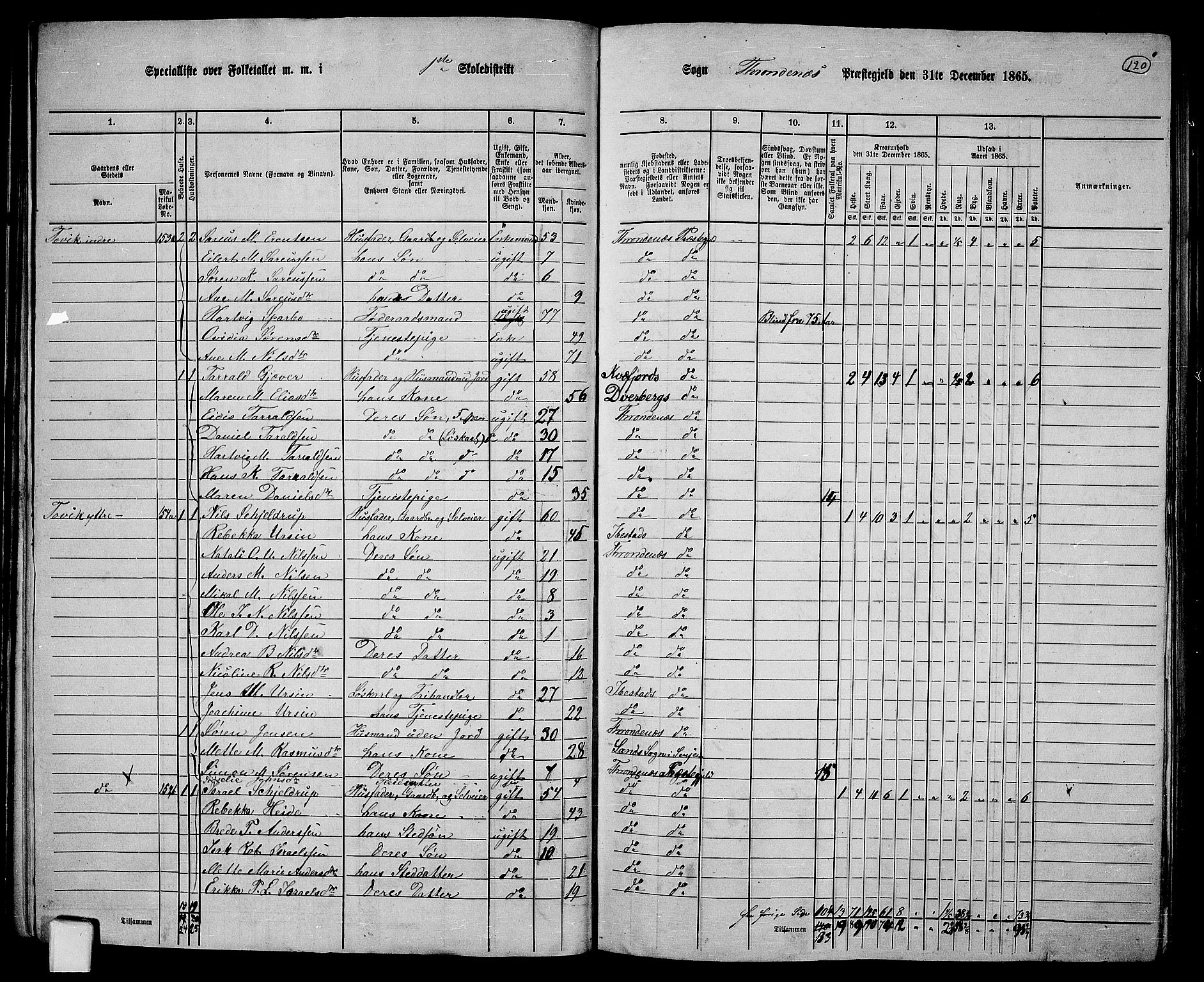 RA, 1865 census for Trondenes, 1865, p. 12