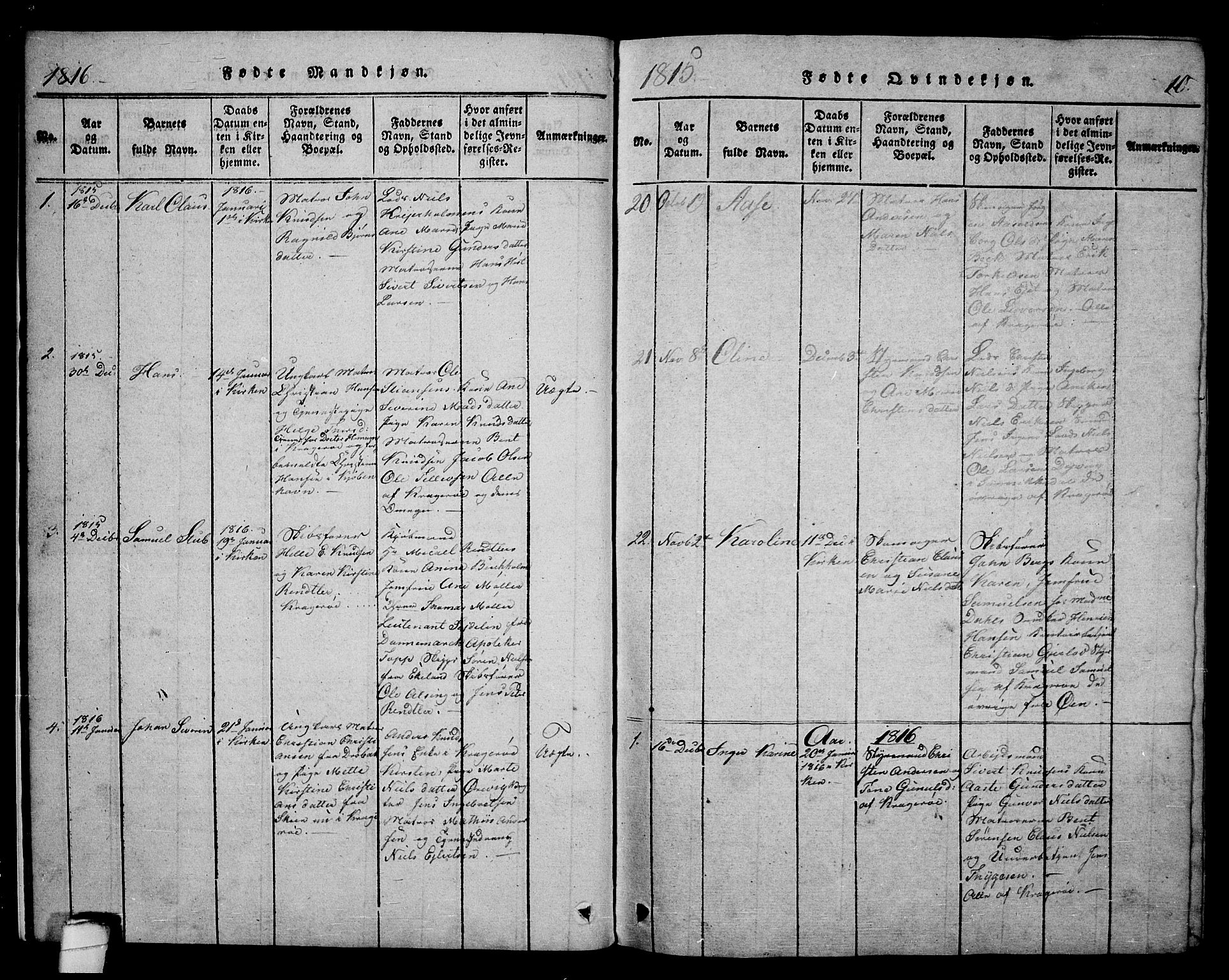 Kragerø kirkebøker, SAKO/A-278/F/Fa/L0004: Parish register (official) no. 4, 1814-1831, p. 10