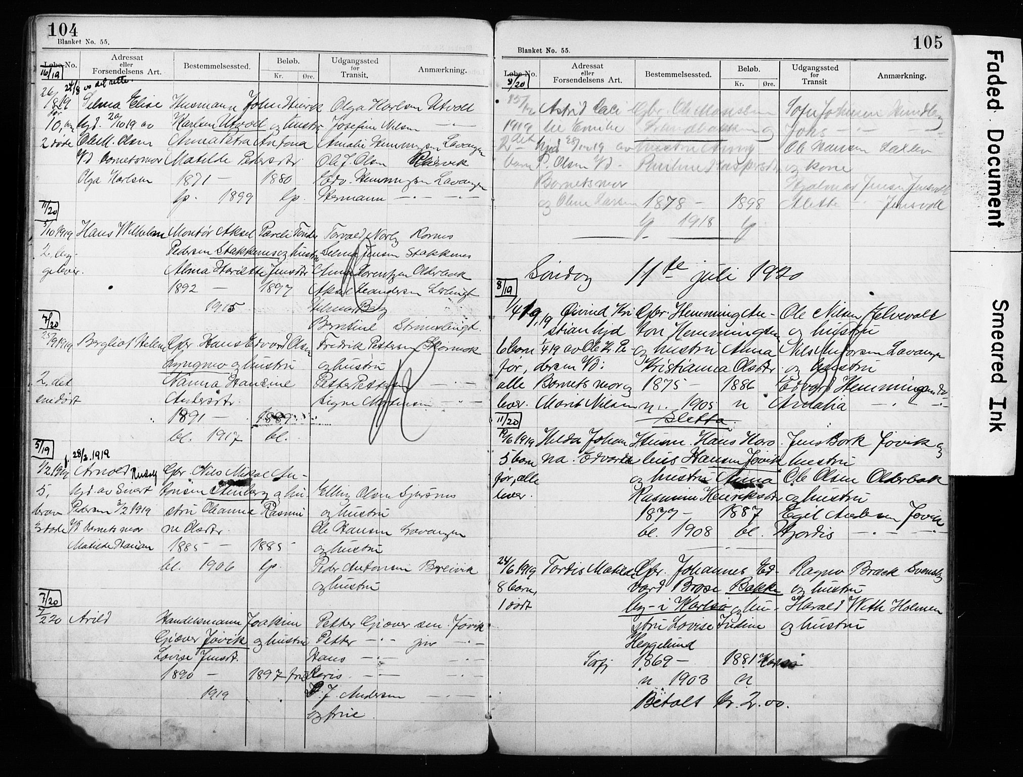 Lyngen sokneprestembete, AV/SATØ-S-1289/H/Ha/L0052/0002: Baptism register no. 52.2, 1915-1928, p. 104-105