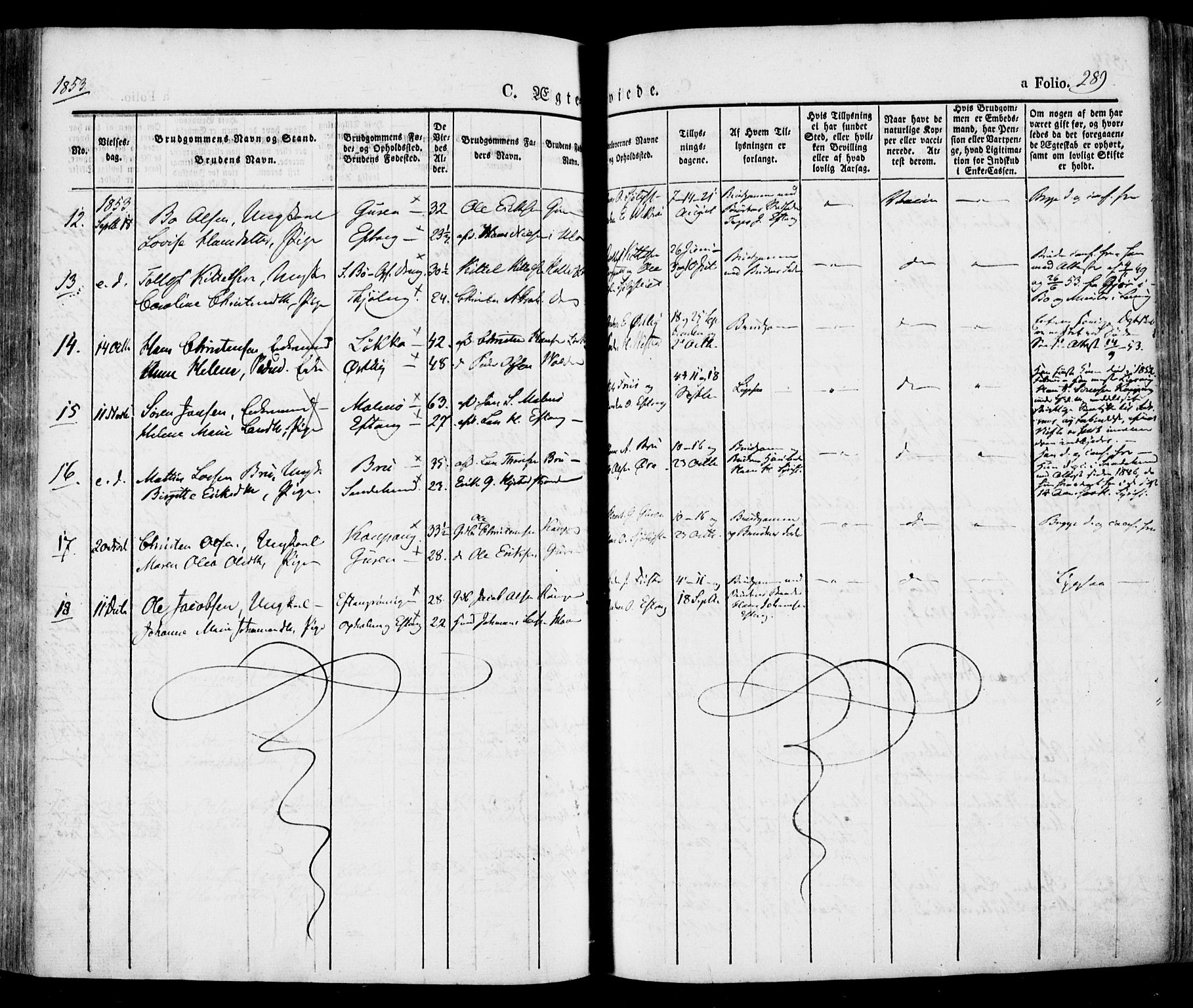 Tjølling kirkebøker, AV/SAKO-A-60/F/Fa/L0006: Parish register (official) no. 6, 1835-1859, p. 289