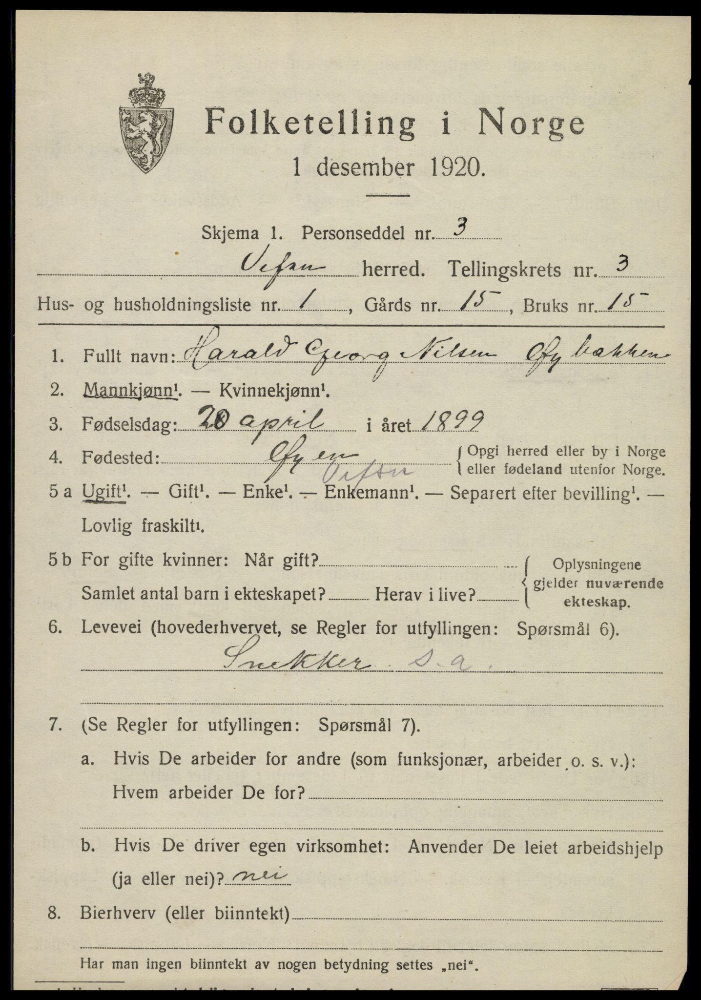 SAT, 1920 census for Vefsn, 1920, p. 2021