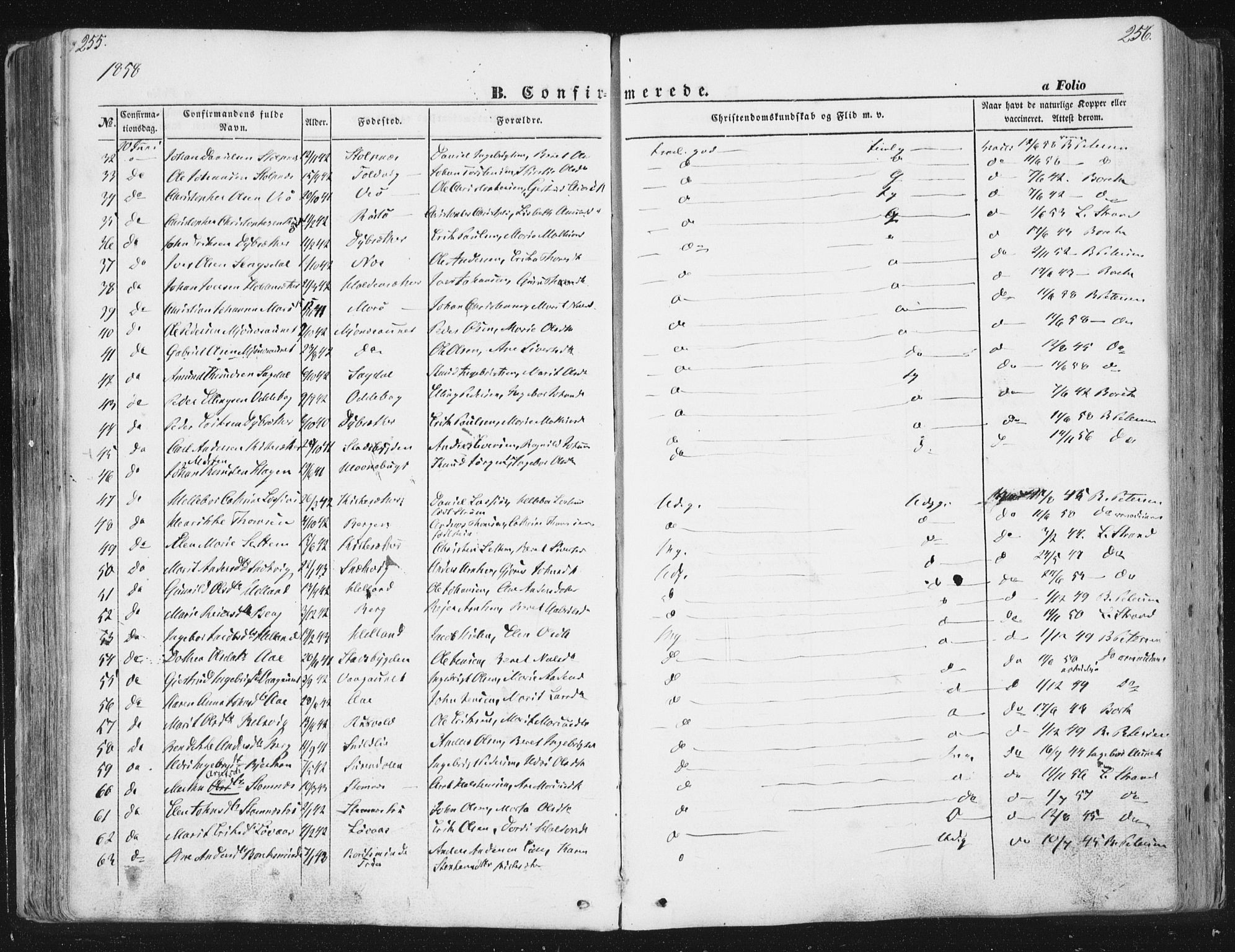 Ministerialprotokoller, klokkerbøker og fødselsregistre - Sør-Trøndelag, SAT/A-1456/630/L0494: Parish register (official) no. 630A07, 1852-1868, p. 255-256