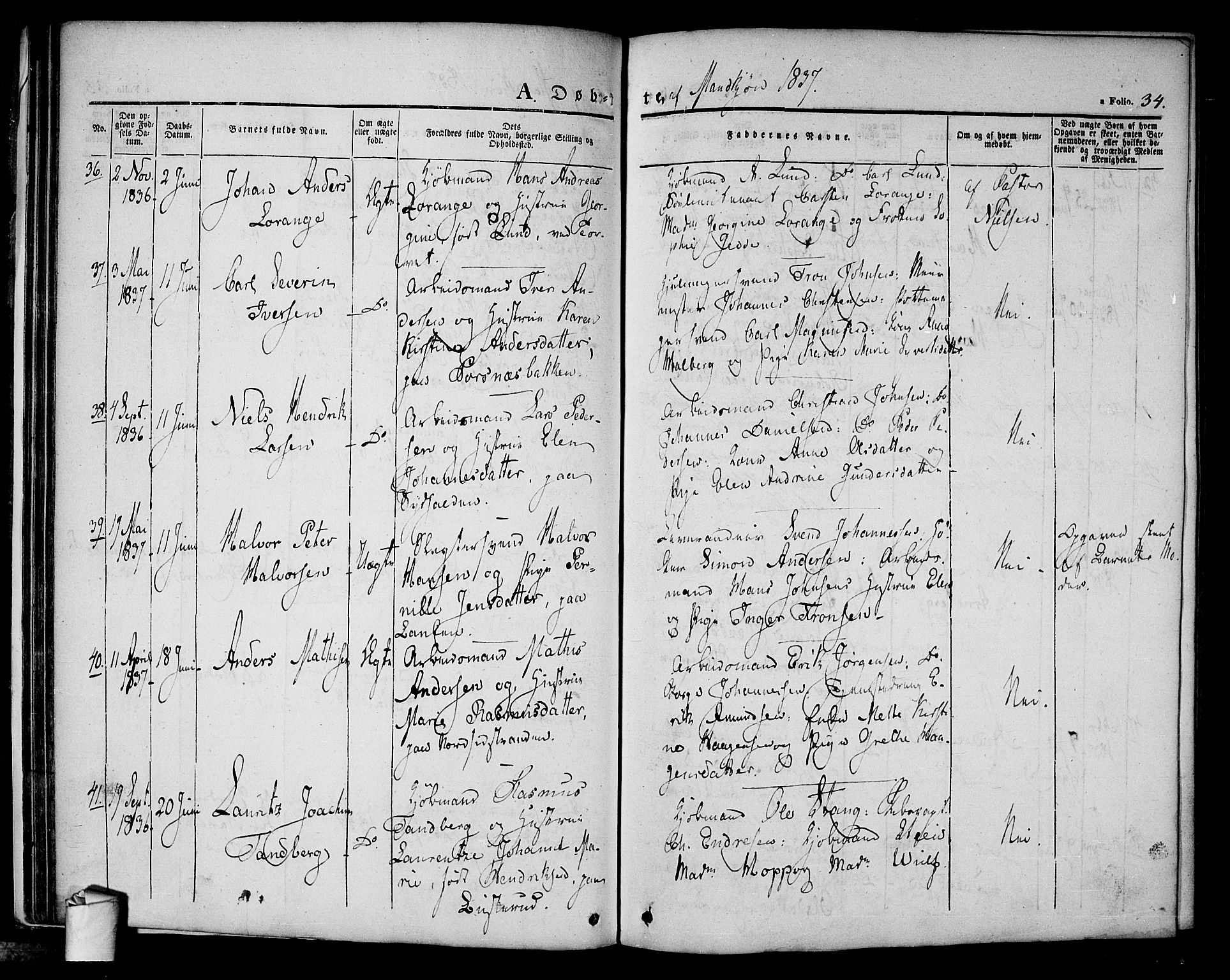 Halden prestekontor Kirkebøker, AV/SAO-A-10909/F/Fa/L0005: Parish register (official) no. I 5, 1834-1845, p. 34