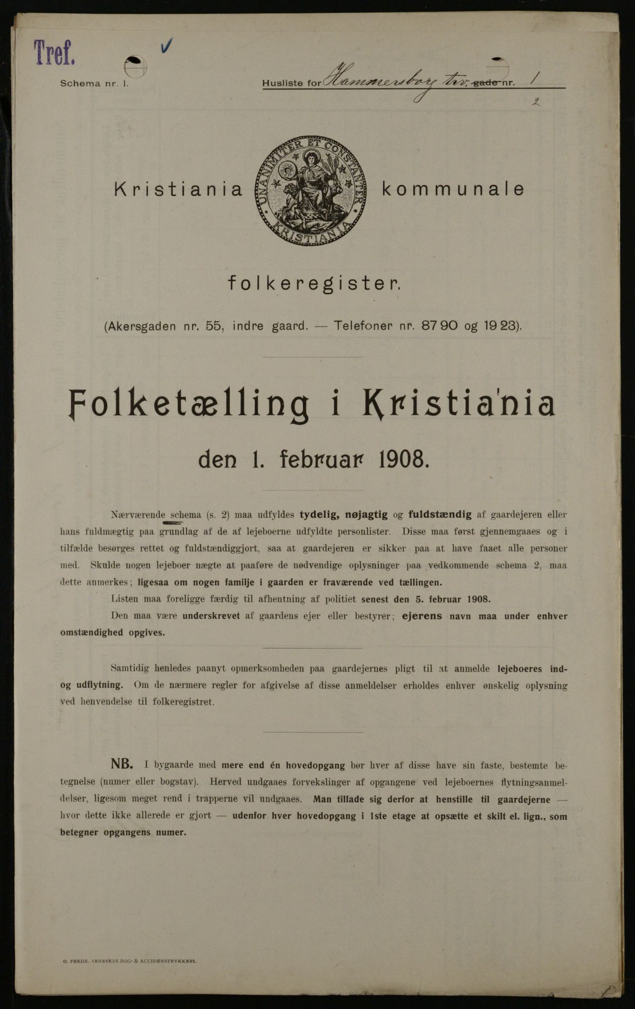 OBA, Municipal Census 1908 for Kristiania, 1908, p. 30992