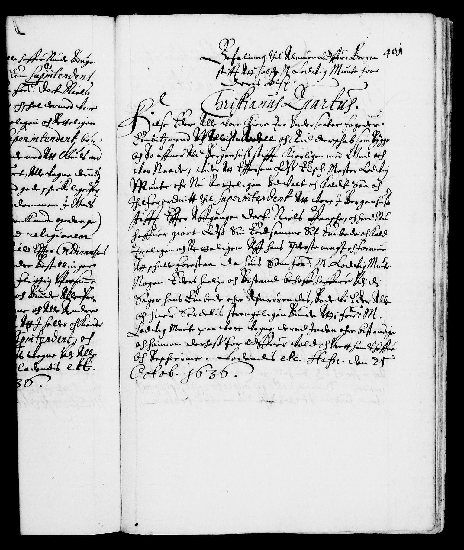 Danske Kanselli 1572-1799, AV/RA-EA-3023/F/Fc/Fca/Fcaa/L0005: Norske registre (mikrofilm), 1631-1636, p. 401a