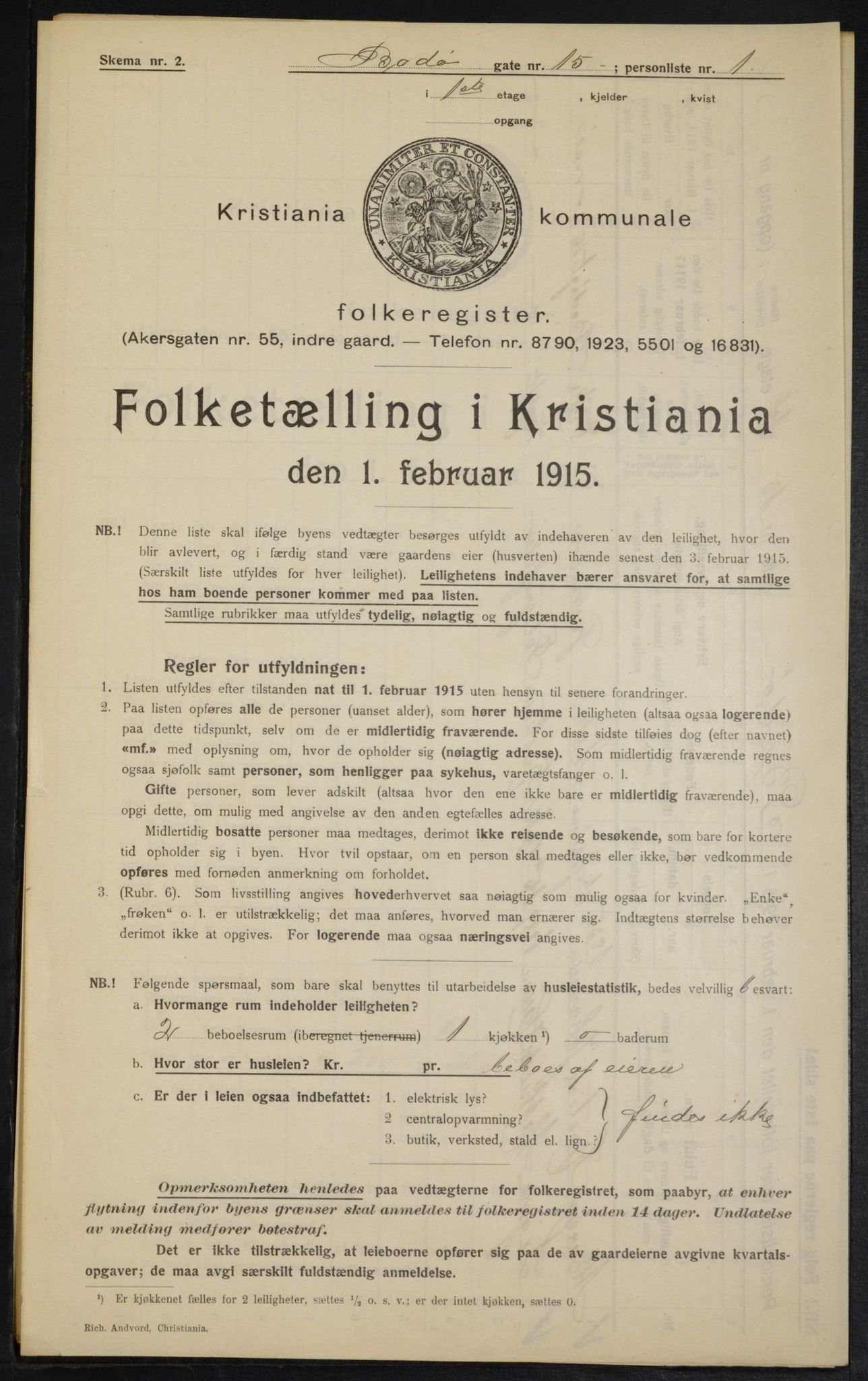 OBA, Municipal Census 1915 for Kristiania, 1915, p. 6805