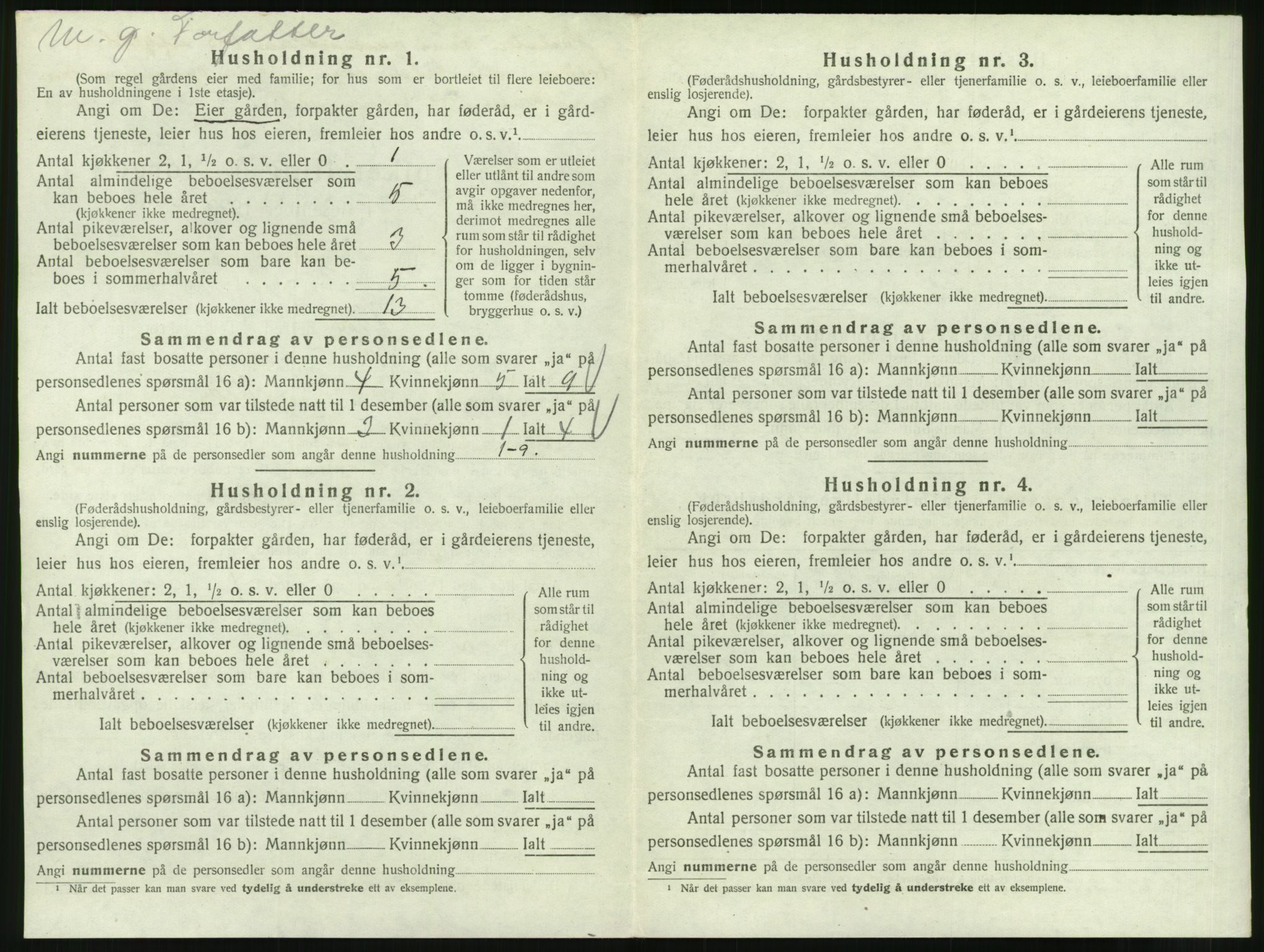 SAT, 1920 census for Veøy, 1920, p. 310