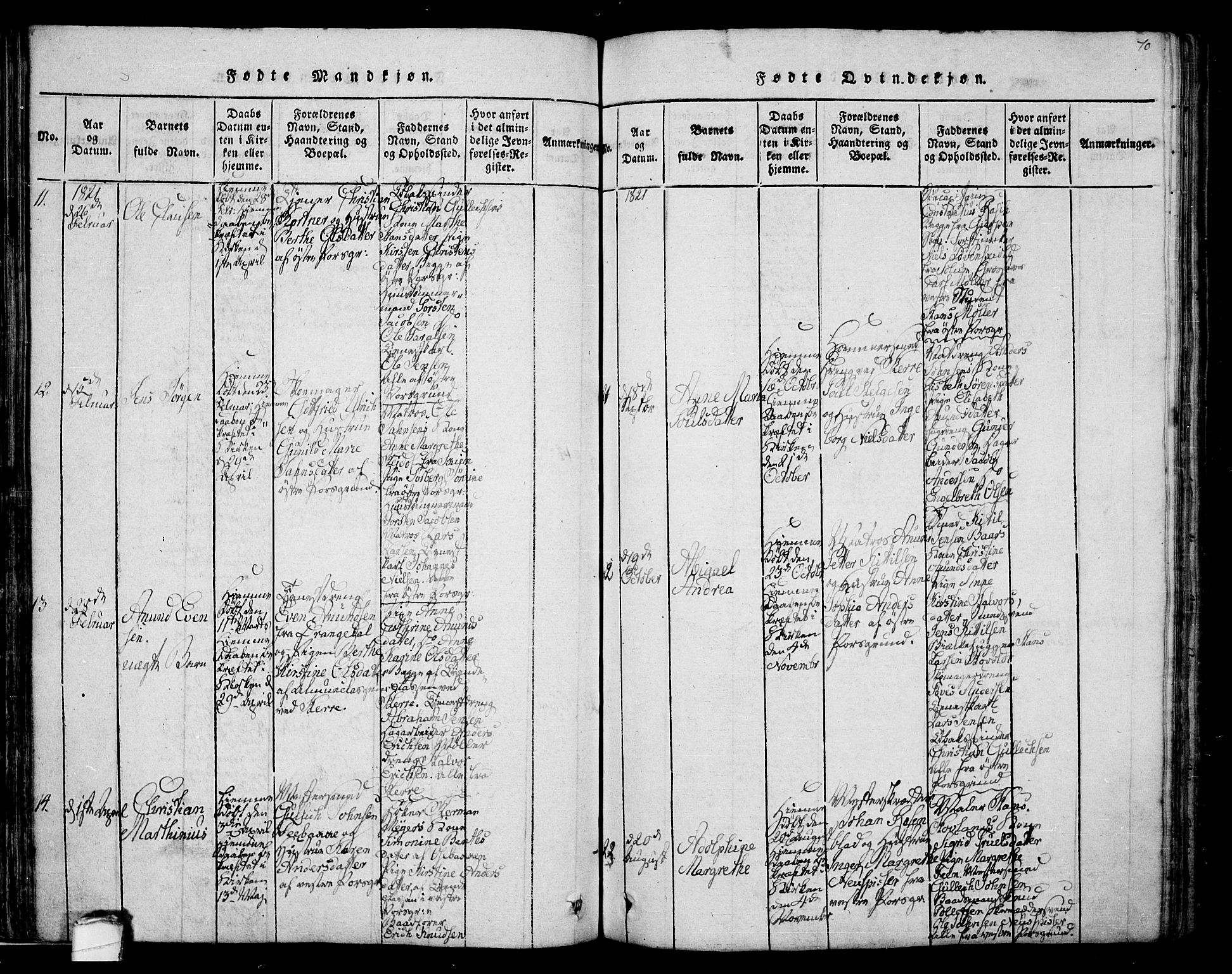 Porsgrunn kirkebøker , SAKO/A-104/F/Fa/L0004: Parish register (official) no. 4, 1814-1828, p. 70