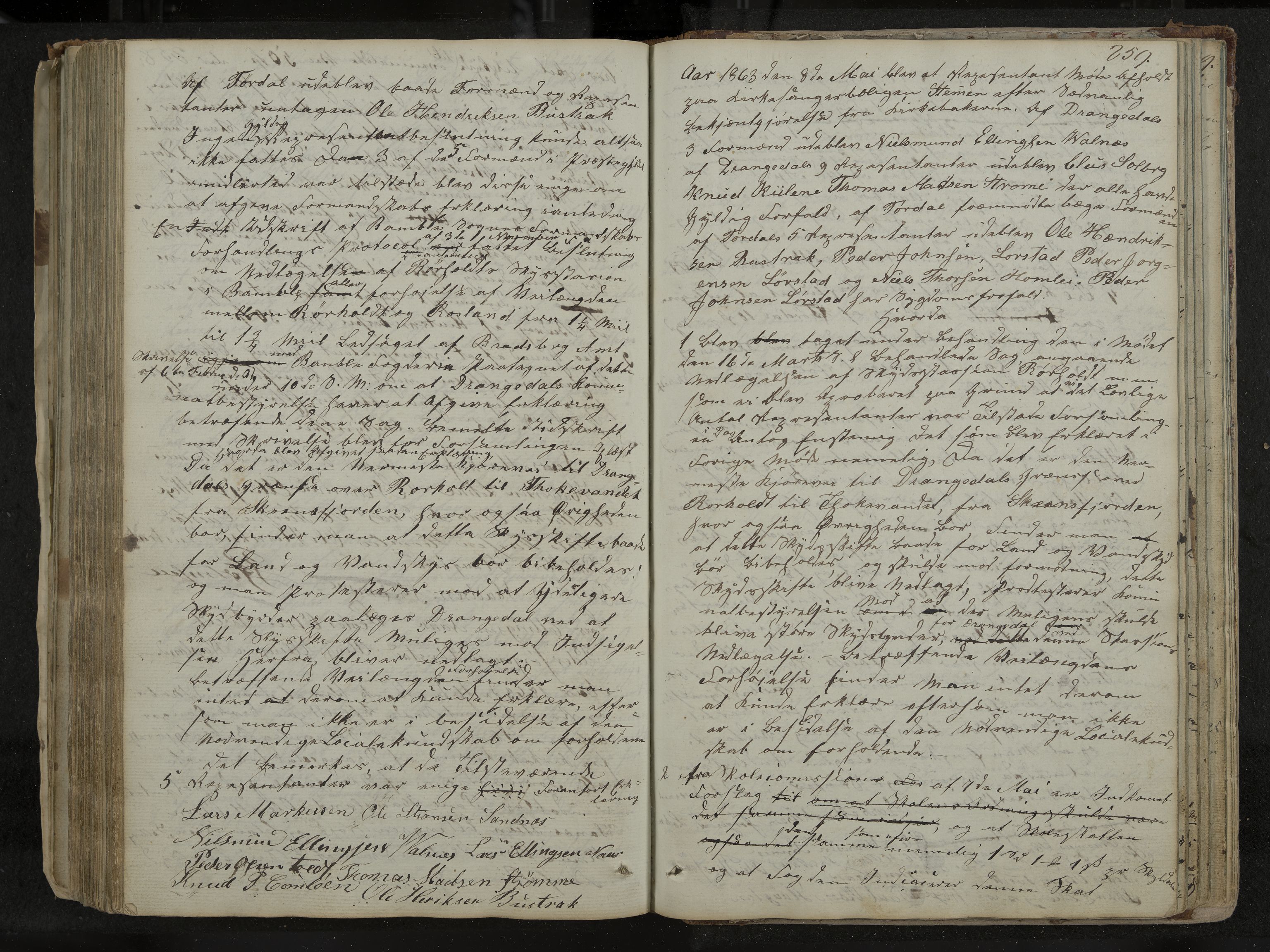 Drangedal formannskap og sentraladministrasjon, IKAK/0817021/A/L0001: Møtebok, 1837-1870, p. 259