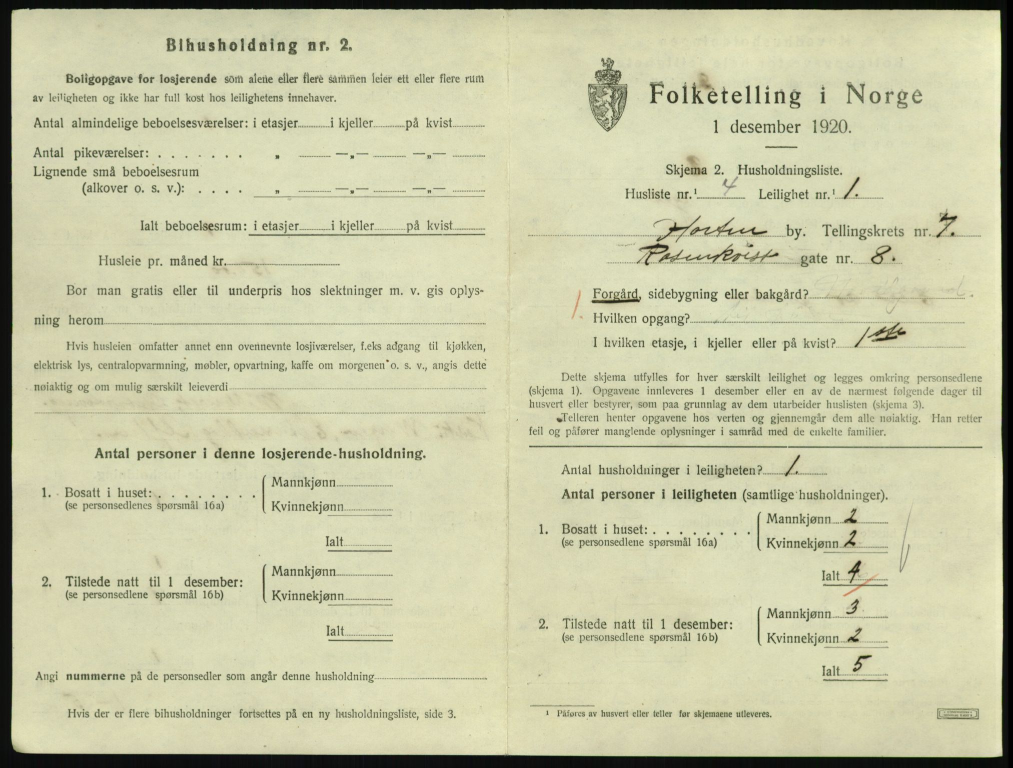 SAKO, 1920 census for Horten, 1920, p. 7193