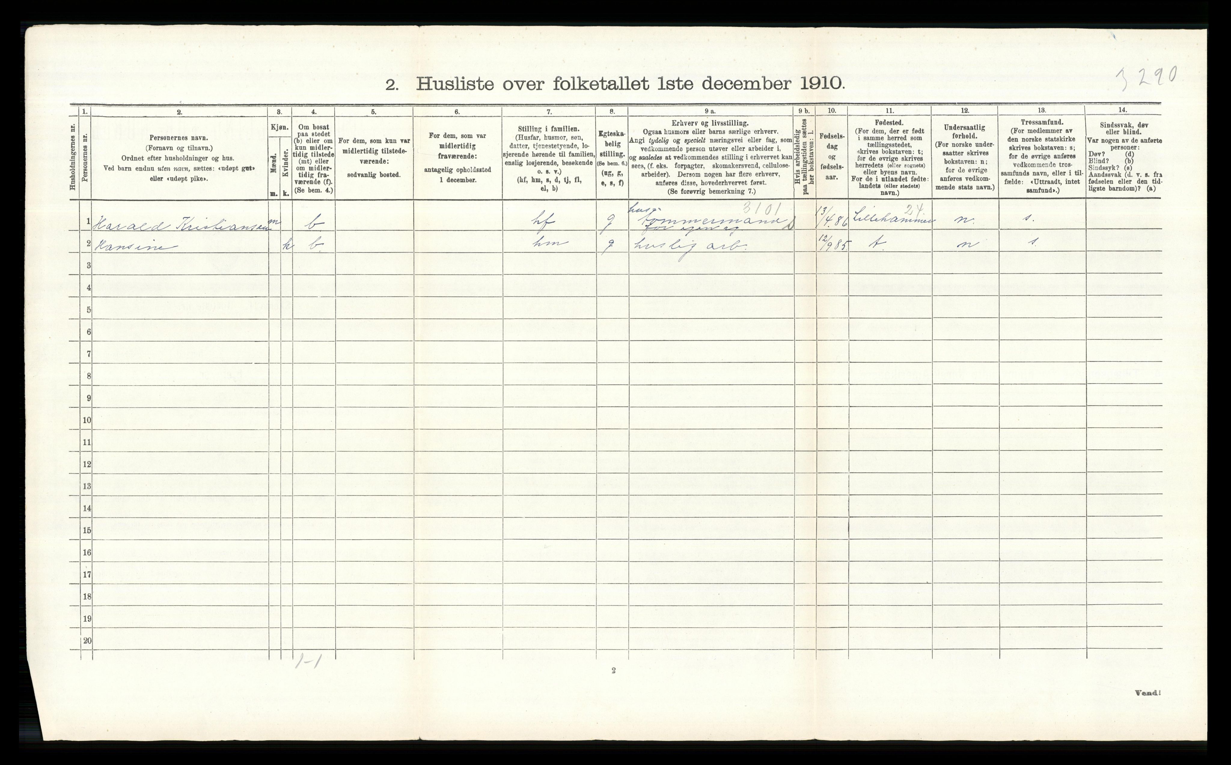 RA, 1910 census for Nes, 1910, p. 1755