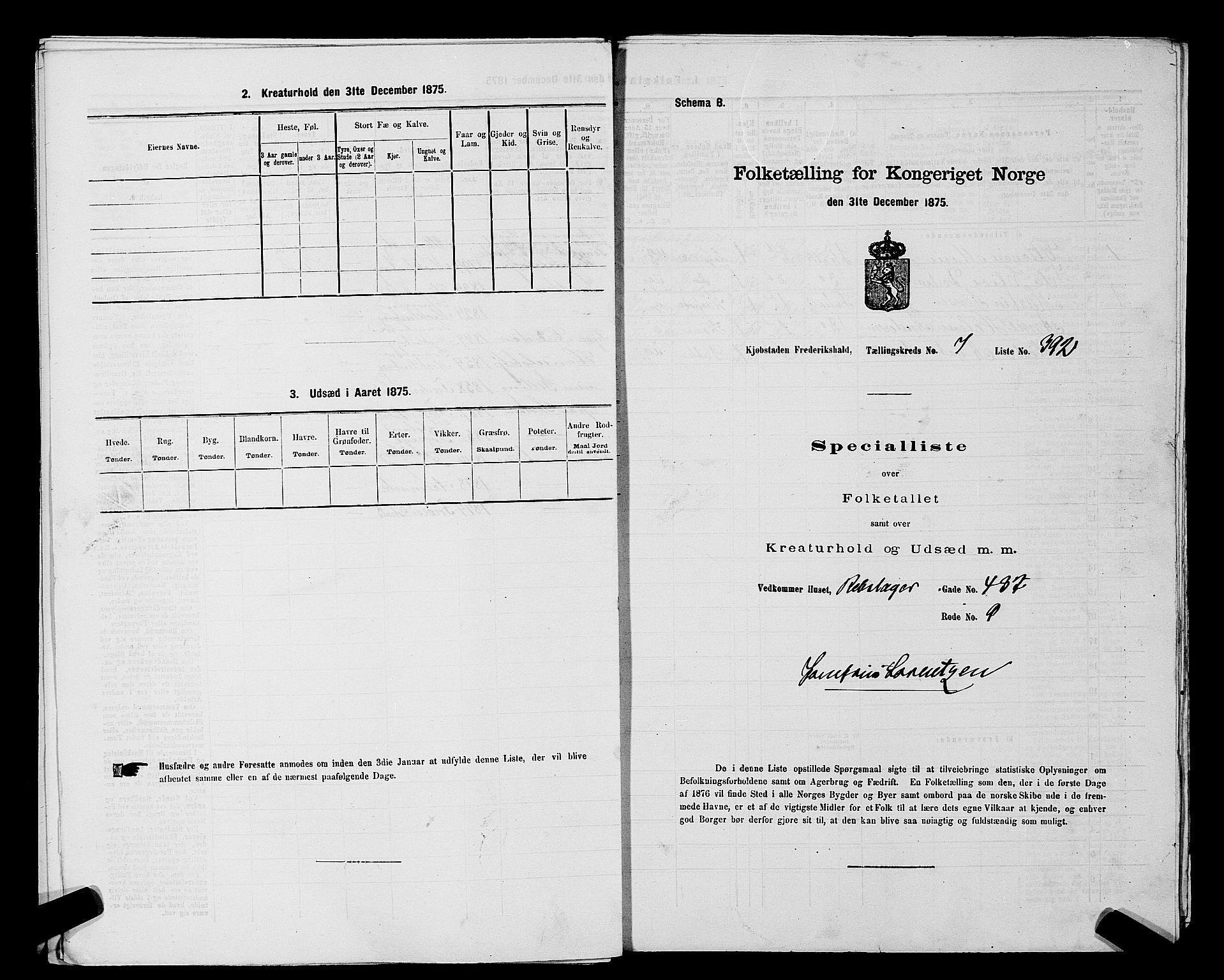 RA, 1875 census for 0101P Fredrikshald, 1875, p. 955