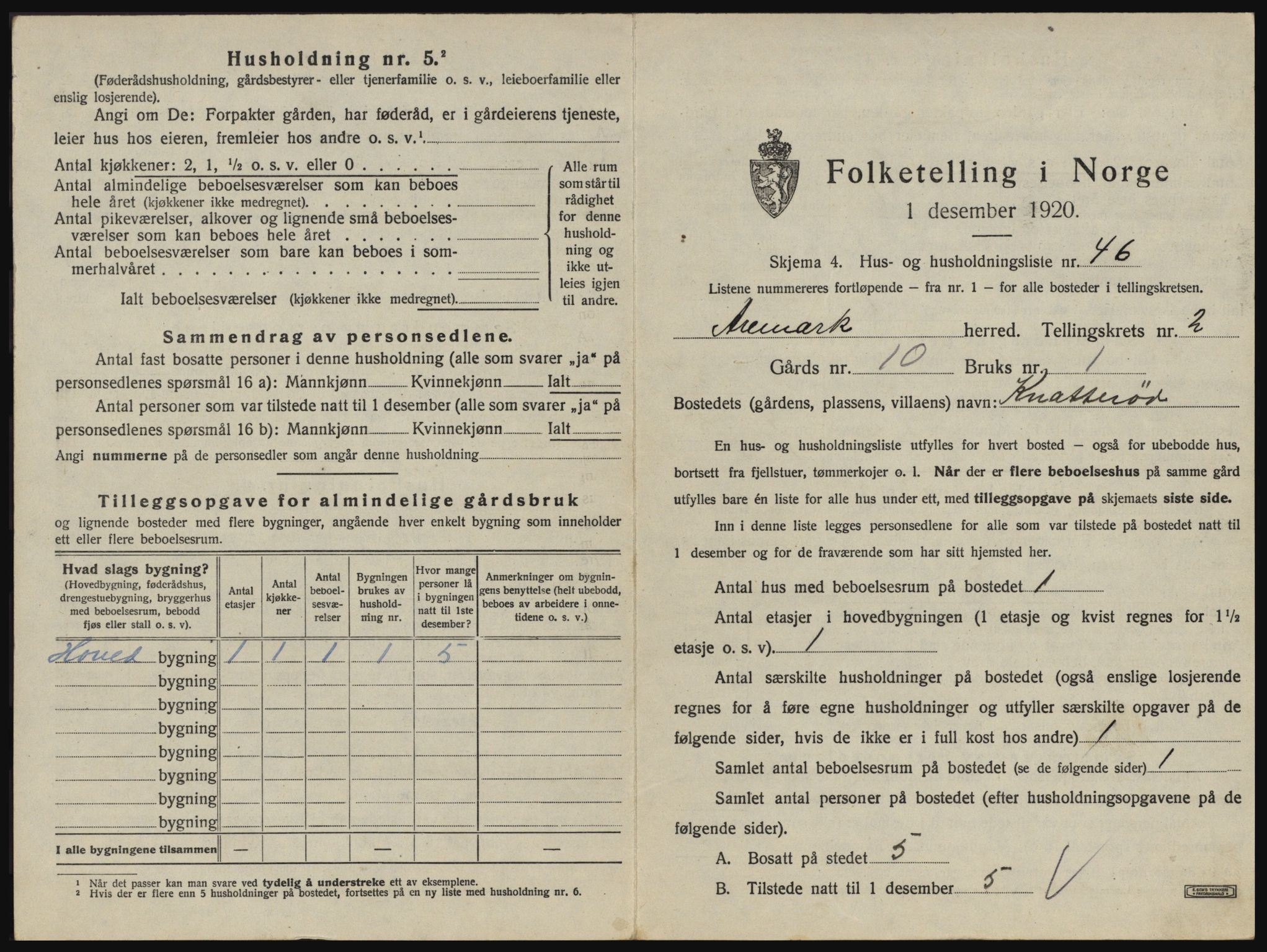 SAO, 1920 census for Aremark, 1920, p. 283