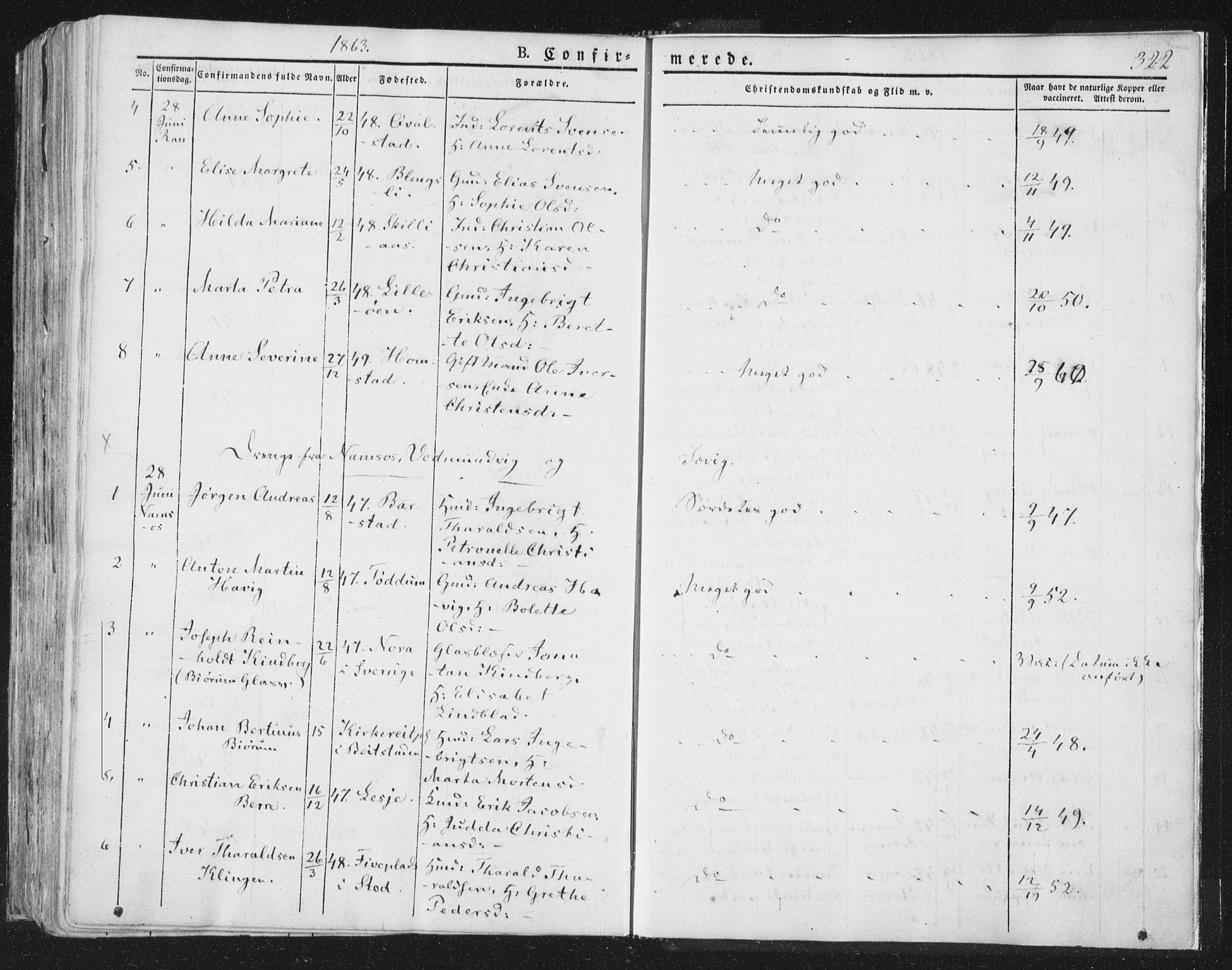 Ministerialprotokoller, klokkerbøker og fødselsregistre - Nord-Trøndelag, AV/SAT-A-1458/764/L0551: Parish register (official) no. 764A07a, 1824-1864, p. 322