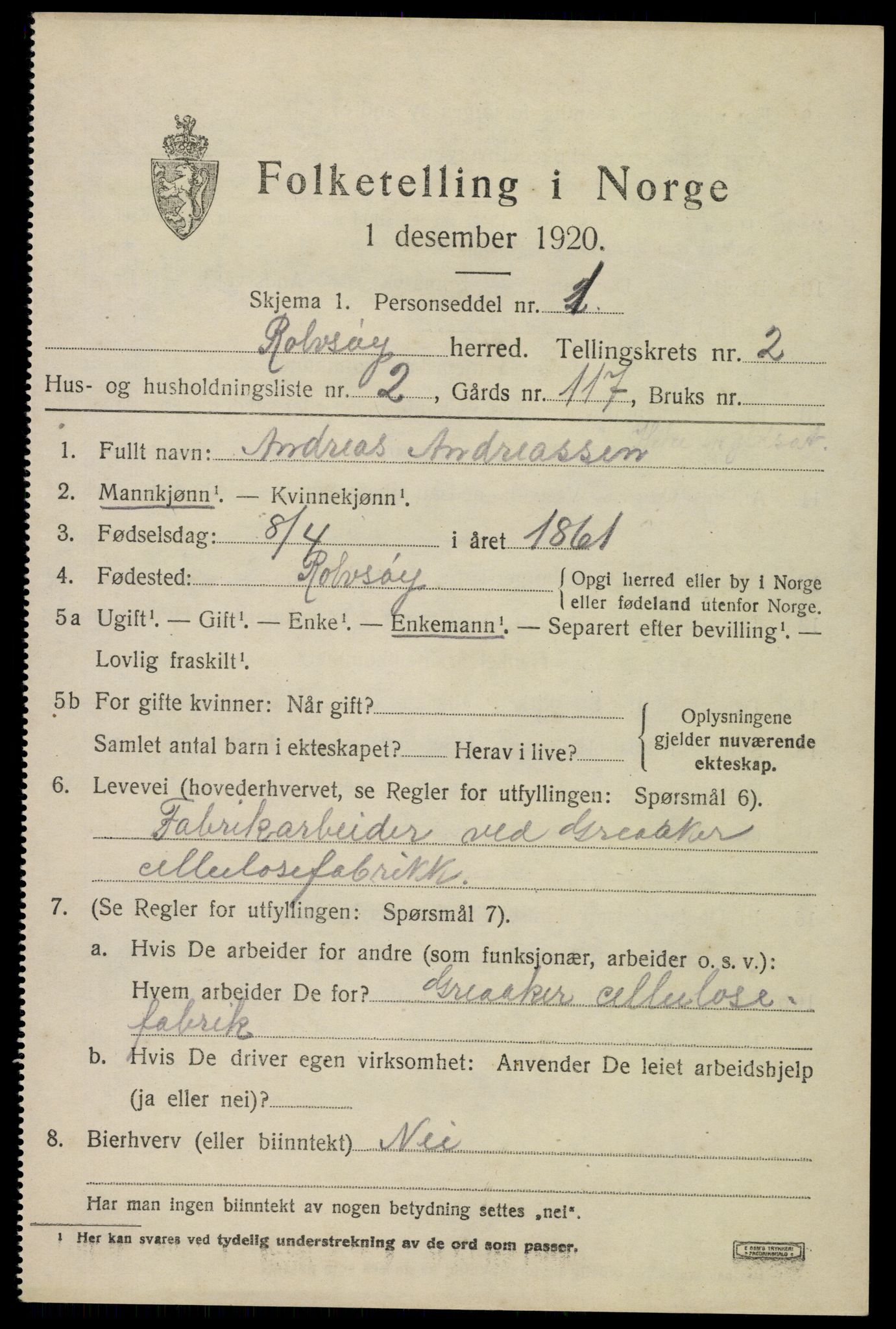 SAO, 1920 census for Rolvsøy, 1920, p. 1563