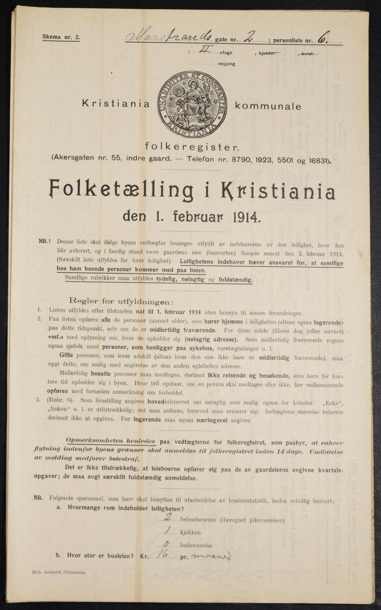 OBA, Municipal Census 1914 for Kristiania, 1914, p. 64641