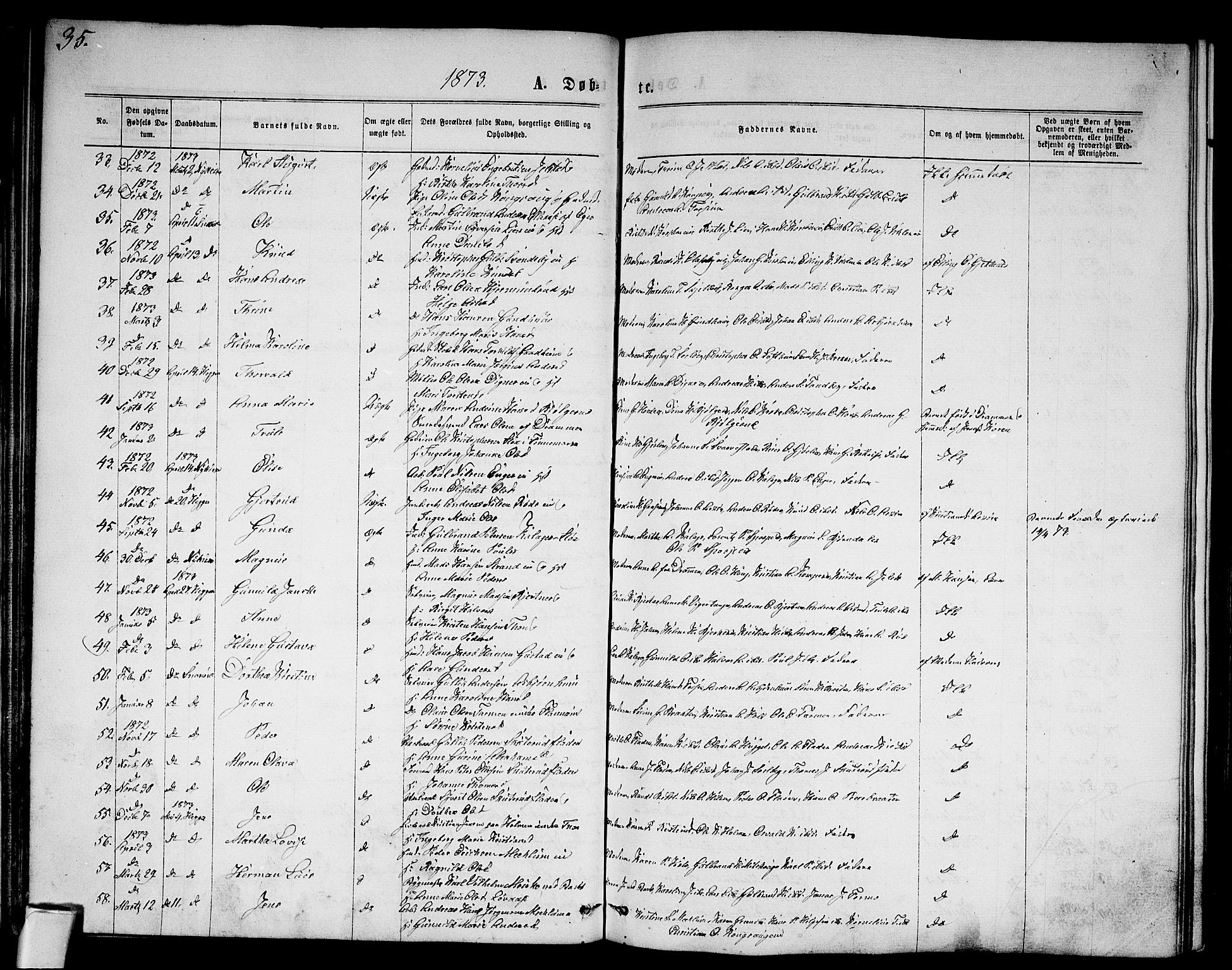 Modum kirkebøker, AV/SAKO-A-234/G/Ga/L0007: Parish register (copy) no. I 7, 1869-1878, p. 35