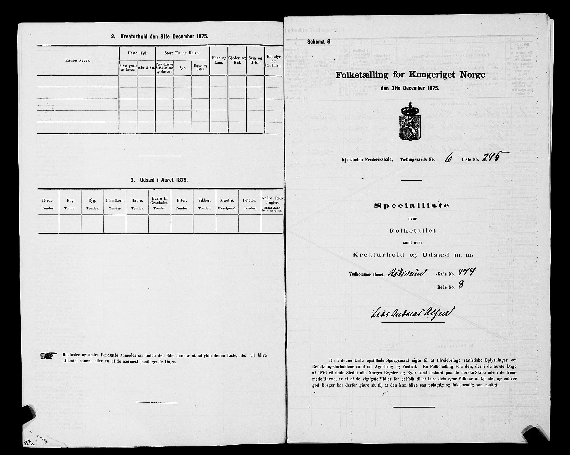 RA, 1875 census for 0101P Fredrikshald, 1875, p. 682