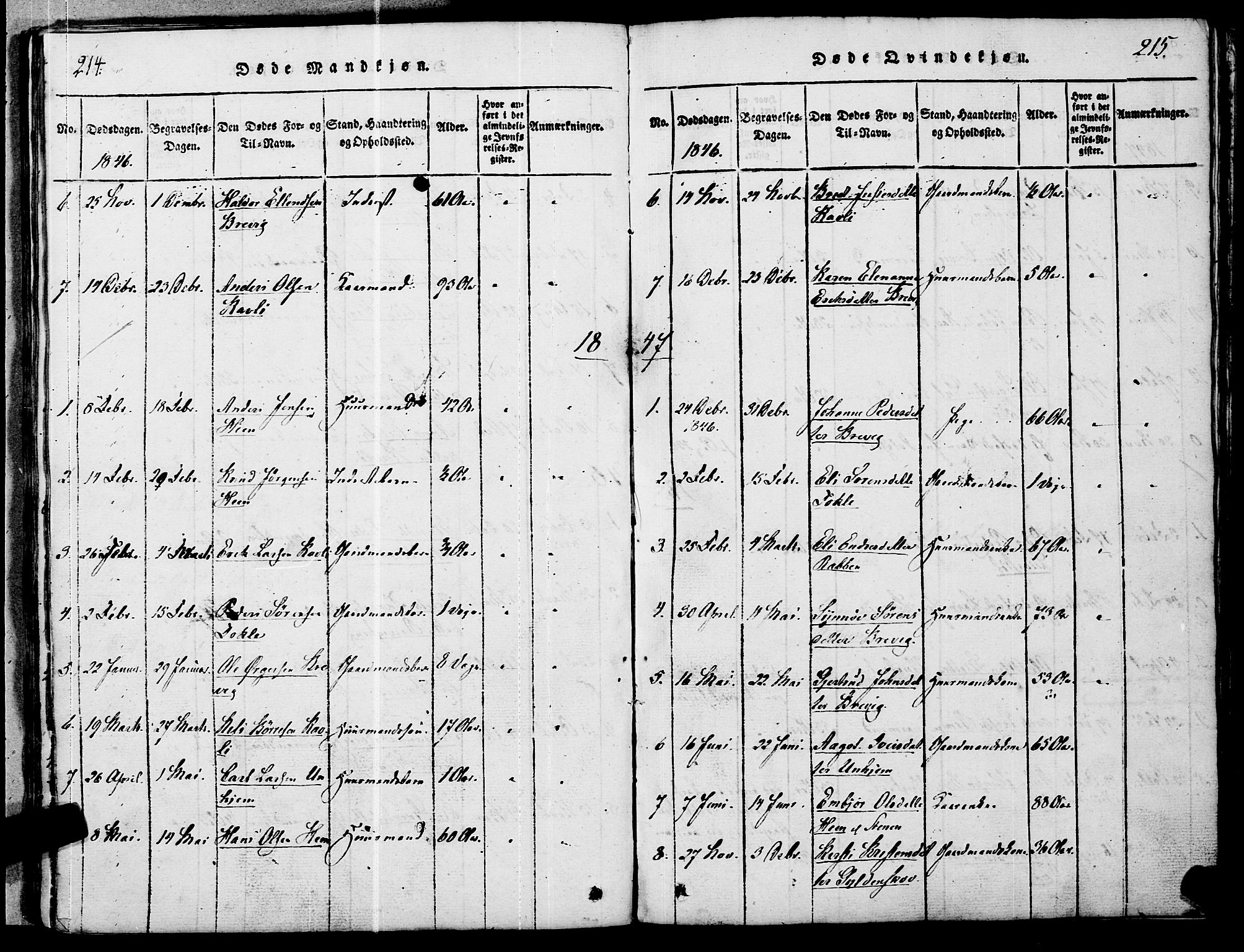Ministerialprotokoller, klokkerbøker og fødselsregistre - Møre og Romsdal, SAT/A-1454/545/L0585: Parish register (official) no. 545A01, 1818-1853, p. 214-215