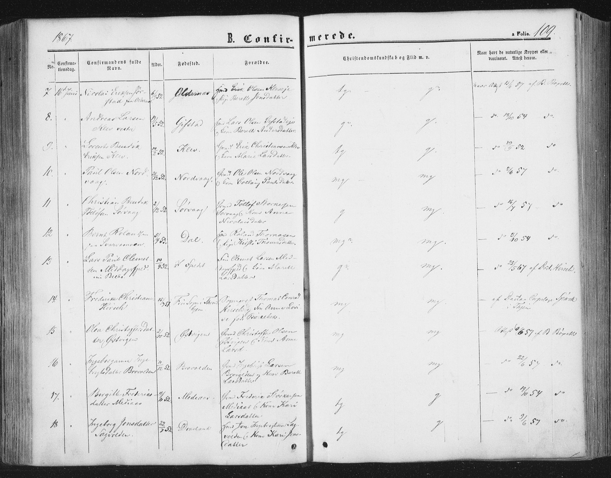 Ministerialprotokoller, klokkerbøker og fødselsregistre - Nord-Trøndelag, SAT/A-1458/749/L0472: Parish register (official) no. 749A06, 1857-1873, p. 109