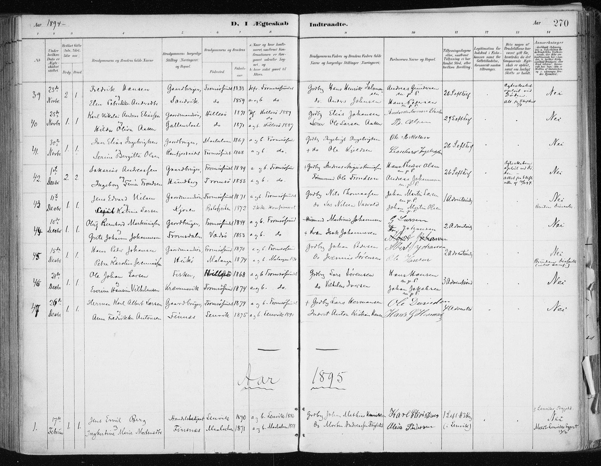 Tromsøysund sokneprestkontor, SATØ/S-1304/G/Ga/L0005kirke: Parish register (official) no. 5, 1888-1896, p. 270