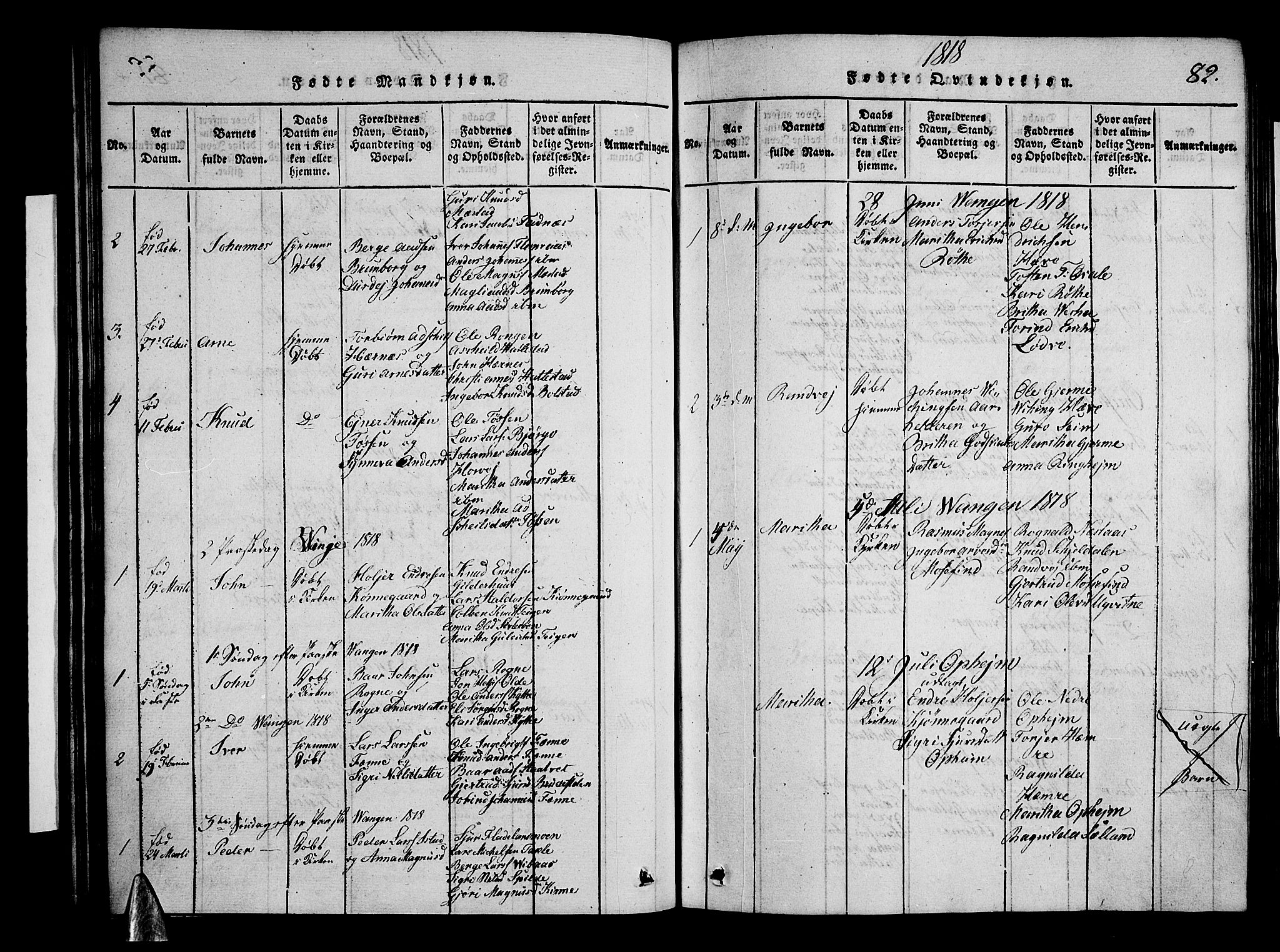 Voss sokneprestembete, AV/SAB-A-79001/H/Hab: Parish register (copy) no. A 1, 1816-1818, p. 82