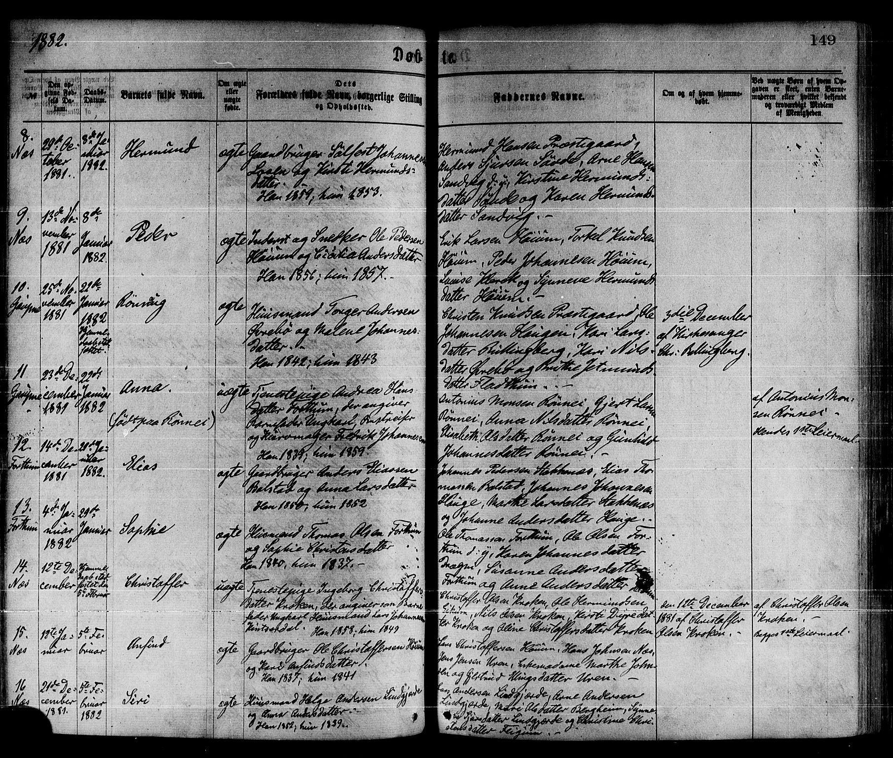 Luster sokneprestembete, AV/SAB-A-81101/H/Haa/Haaa/L0010: Parish register (official) no. A 10, 1871-1886, p. 149