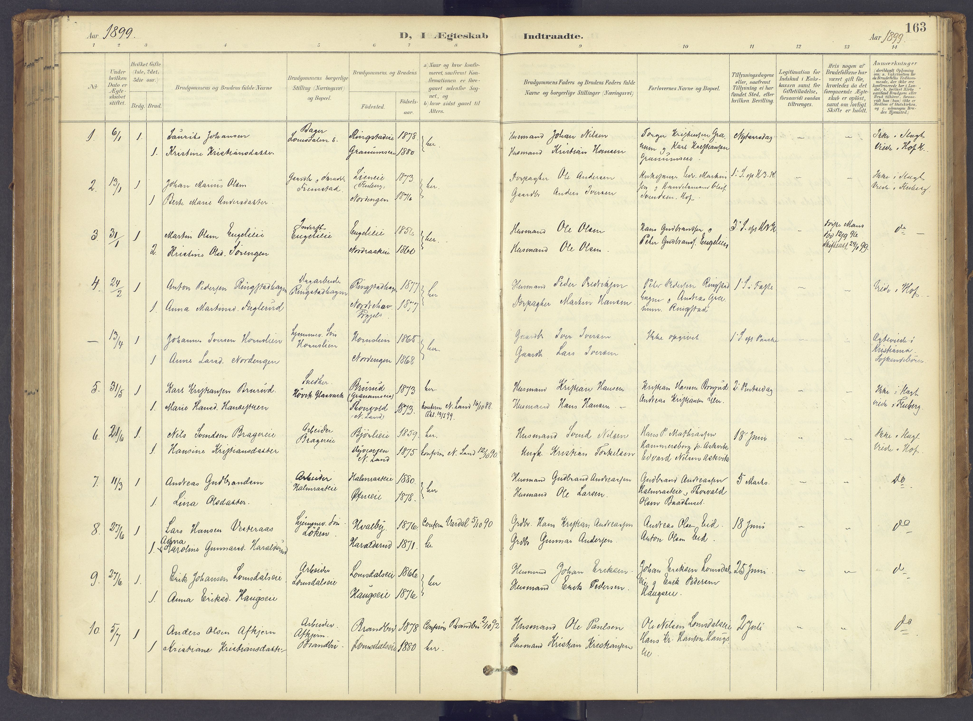 Søndre Land prestekontor, SAH/PREST-122/K/L0006: Parish register (official) no. 6, 1895-1904, p. 163