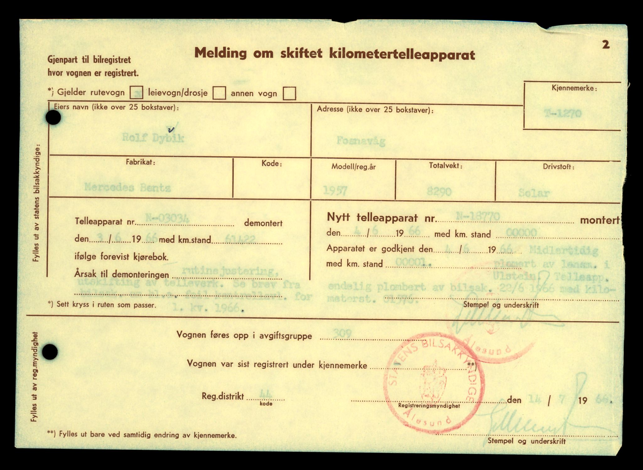 Møre og Romsdal vegkontor - Ålesund trafikkstasjon, AV/SAT-A-4099/F/Fe/L0011: Registreringskort for kjøretøy T 1170 - T 1289, 1927-1998, p. 2668