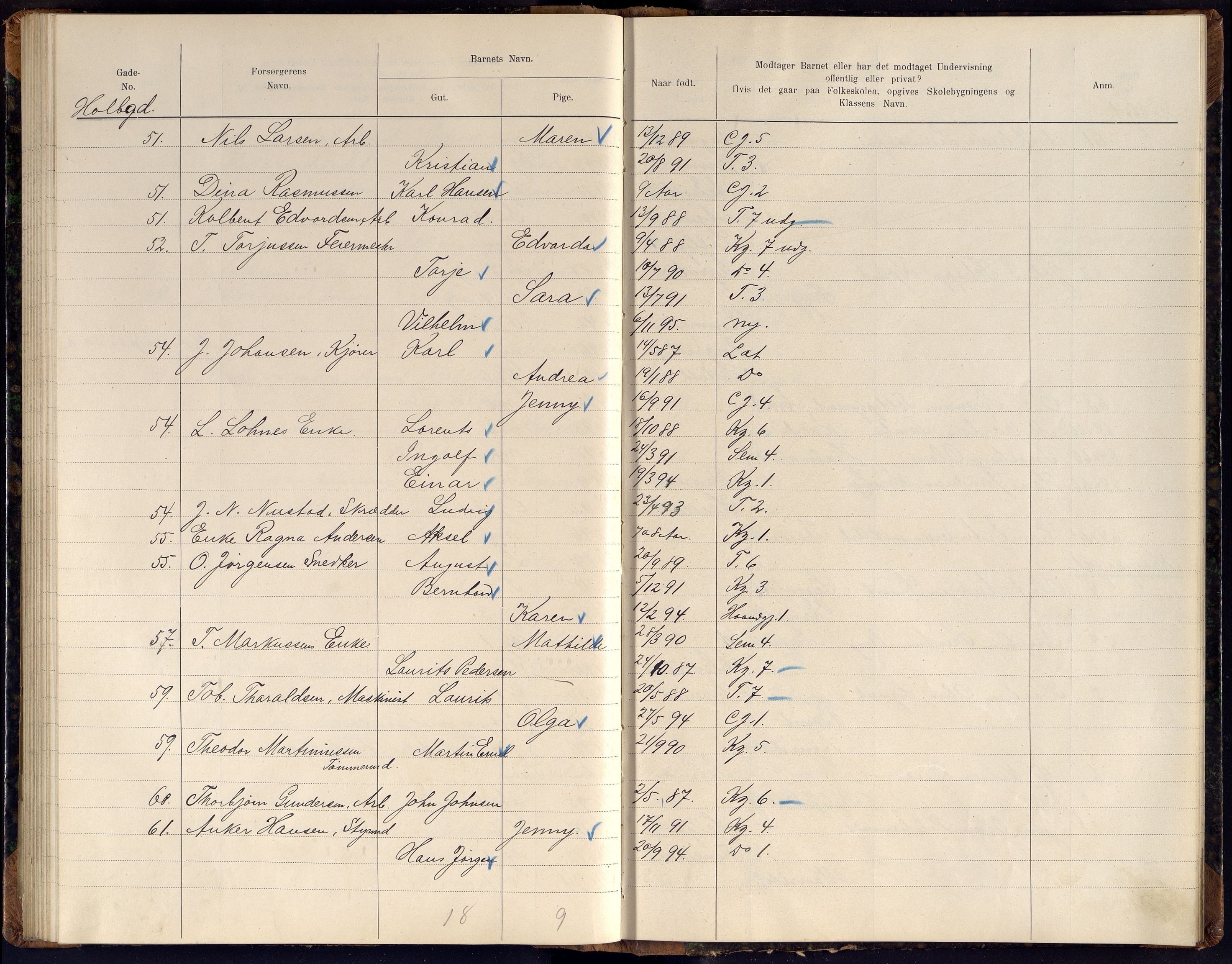 Kristiansand By - Skolekommisjonen/ -Styret, ARKSOR/1001KG510/J/Jb/L0011: Barnetelling, 1902, p. 151-152