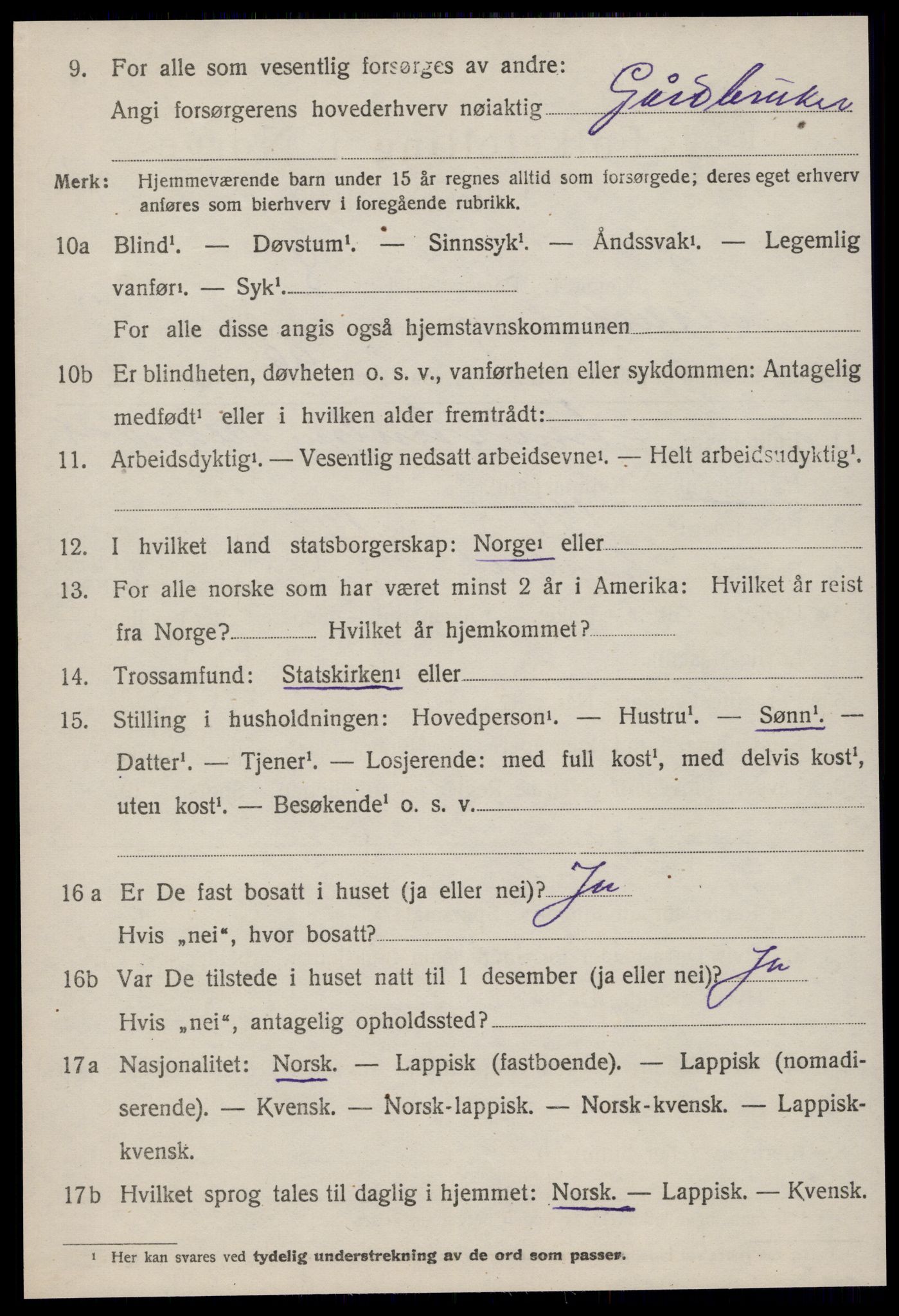 SAT, 1920 census for Lensvik, 1920, p. 1297