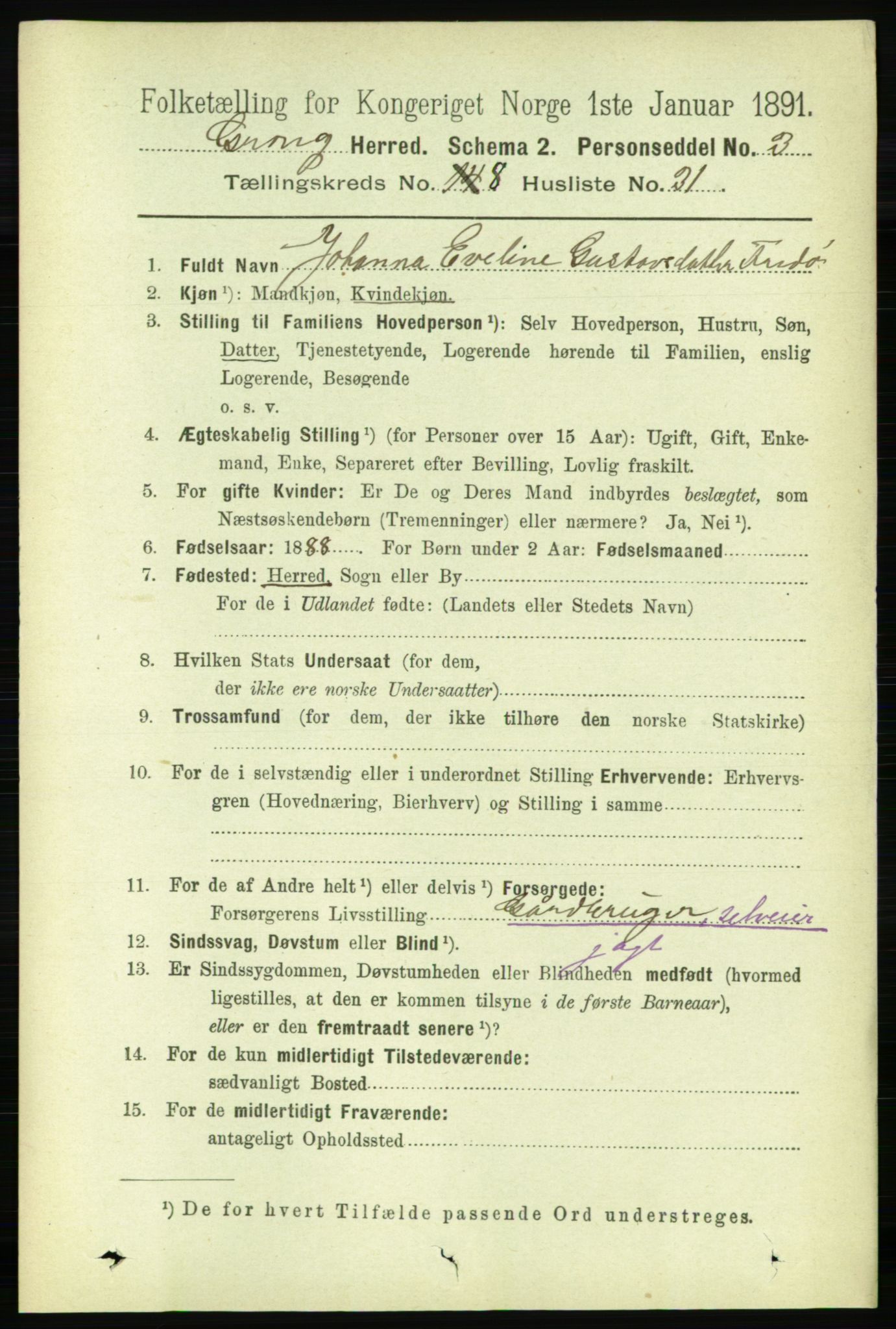 RA, 1891 census for 1742 Grong, 1891, p. 3064