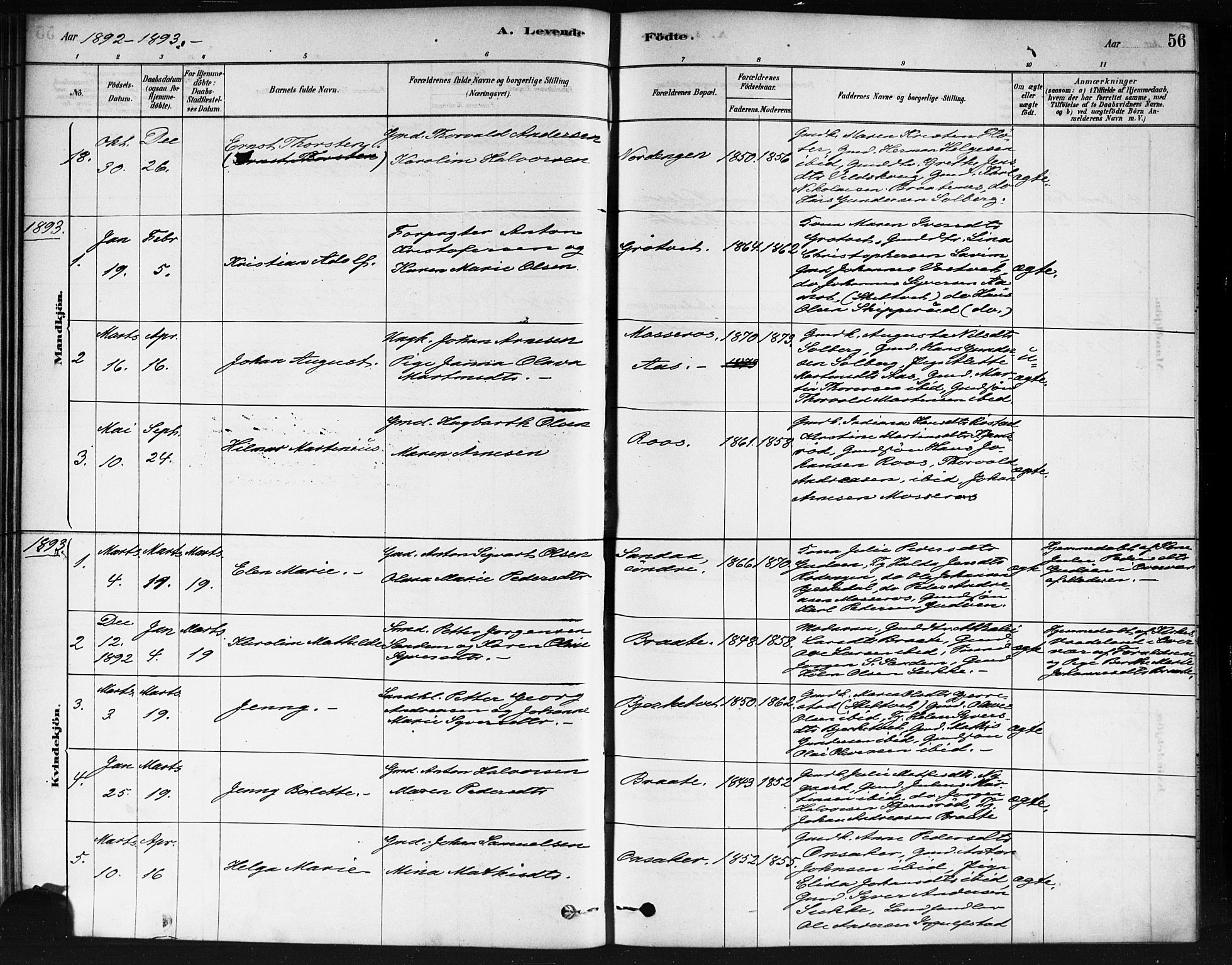 Våler prestekontor Kirkebøker, AV/SAO-A-11083/F/Fb/L0001: Parish register (official) no. II 1, 1878-1896, p. 56