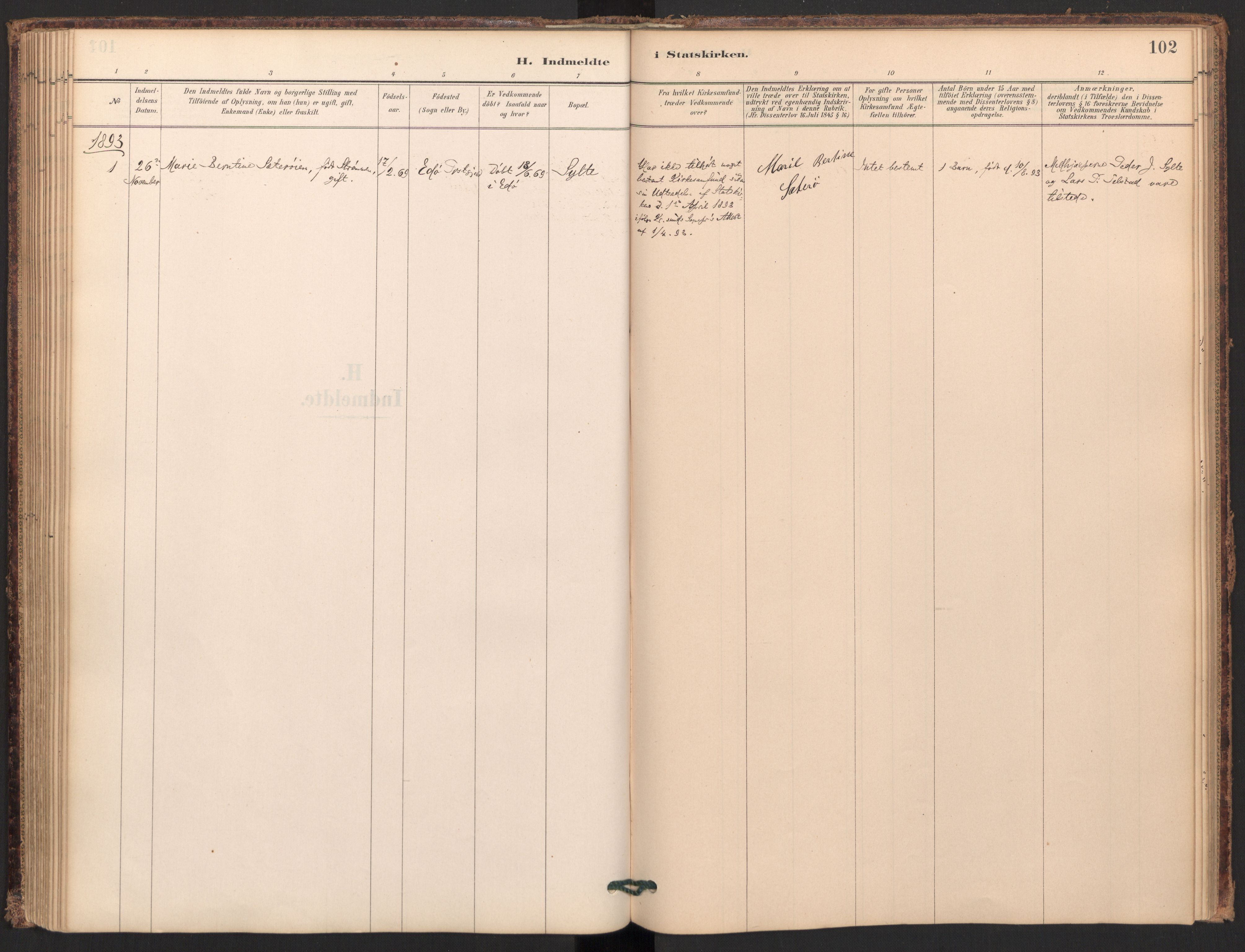 Ministerialprotokoller, klokkerbøker og fødselsregistre - Møre og Romsdal, SAT/A-1454/595/L1047: Parish register (official) no. 595A09, 1885-1900, p. 102