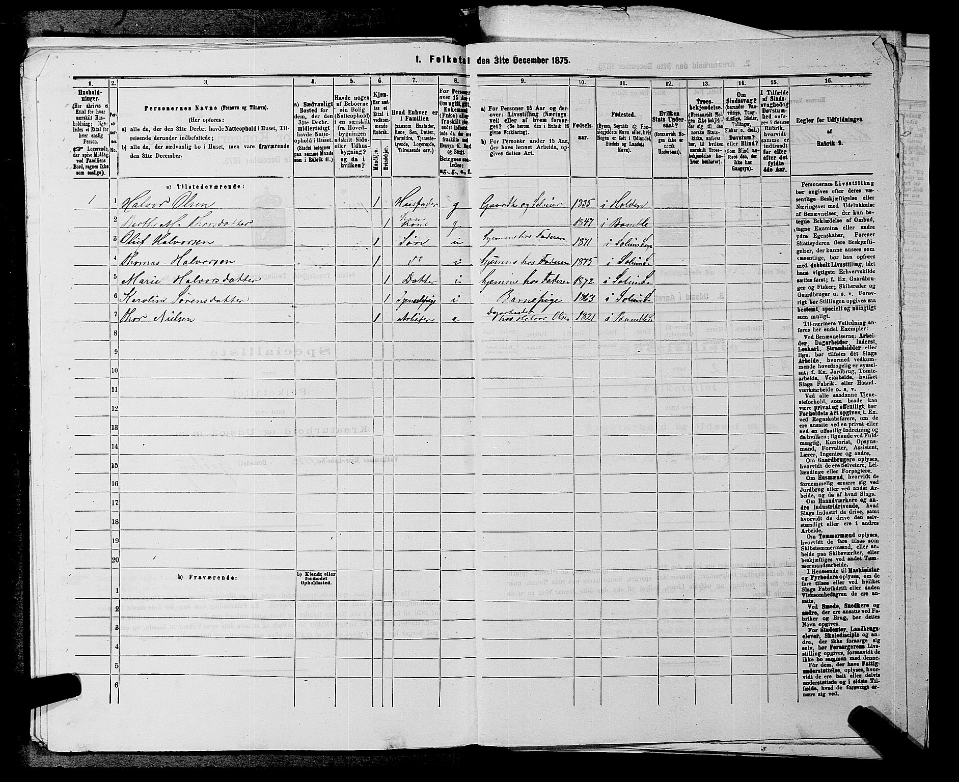 SAKO, 1875 census for 0818P Solum, 1875, p. 1881