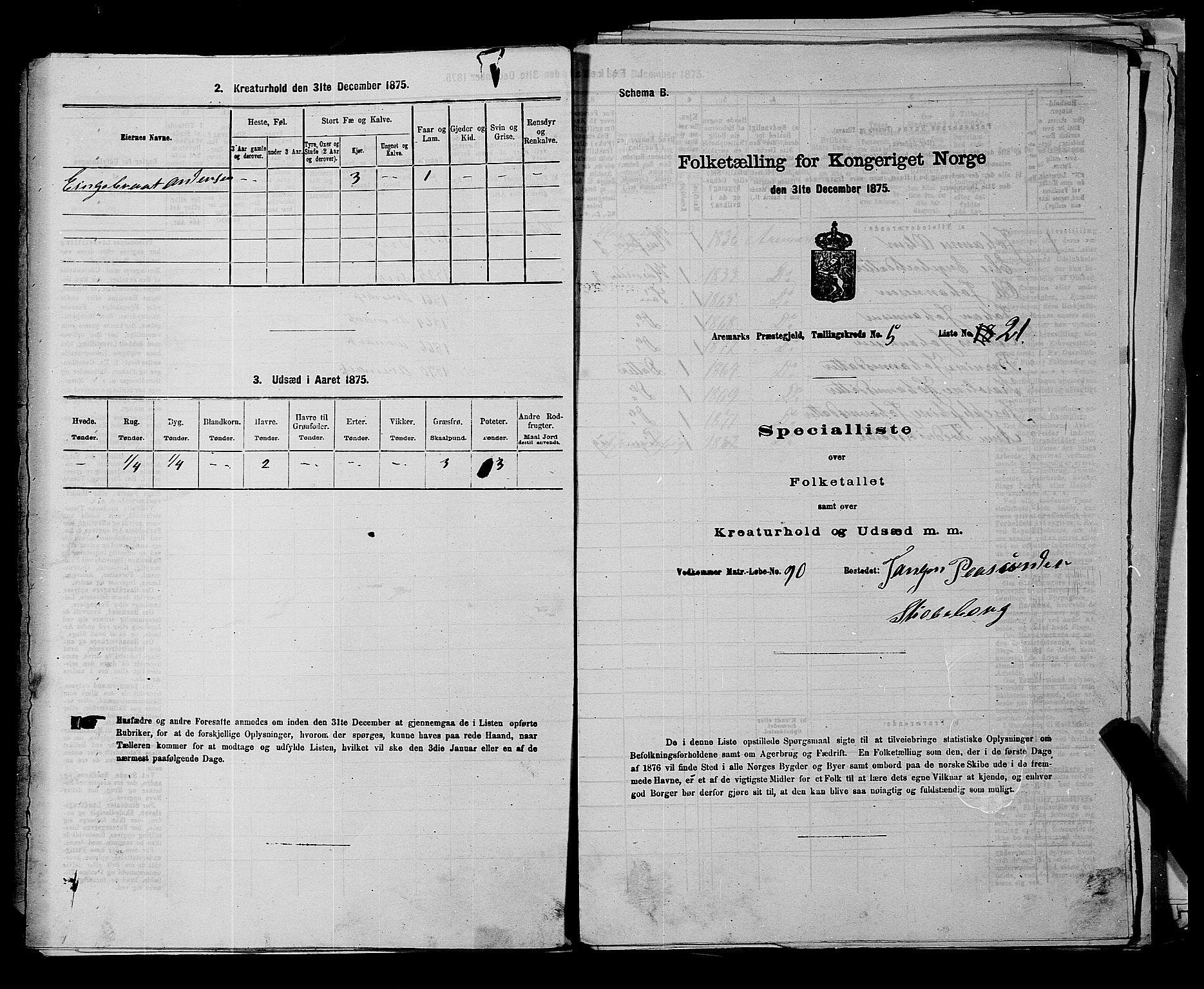 RA, 1875 census for 0118P Aremark, 1875, p. 682