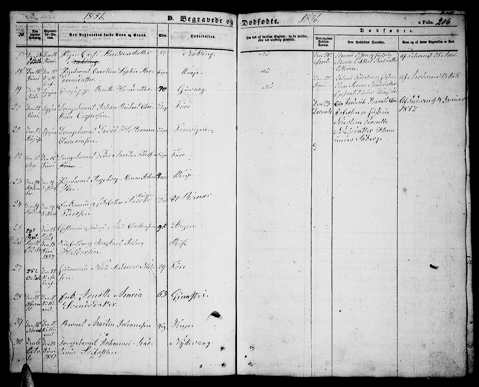 Ministerialprotokoller, klokkerbøker og fødselsregistre - Nordland, SAT/A-1459/891/L1313: Parish register (copy) no. 891C02, 1856-1870, p. 206