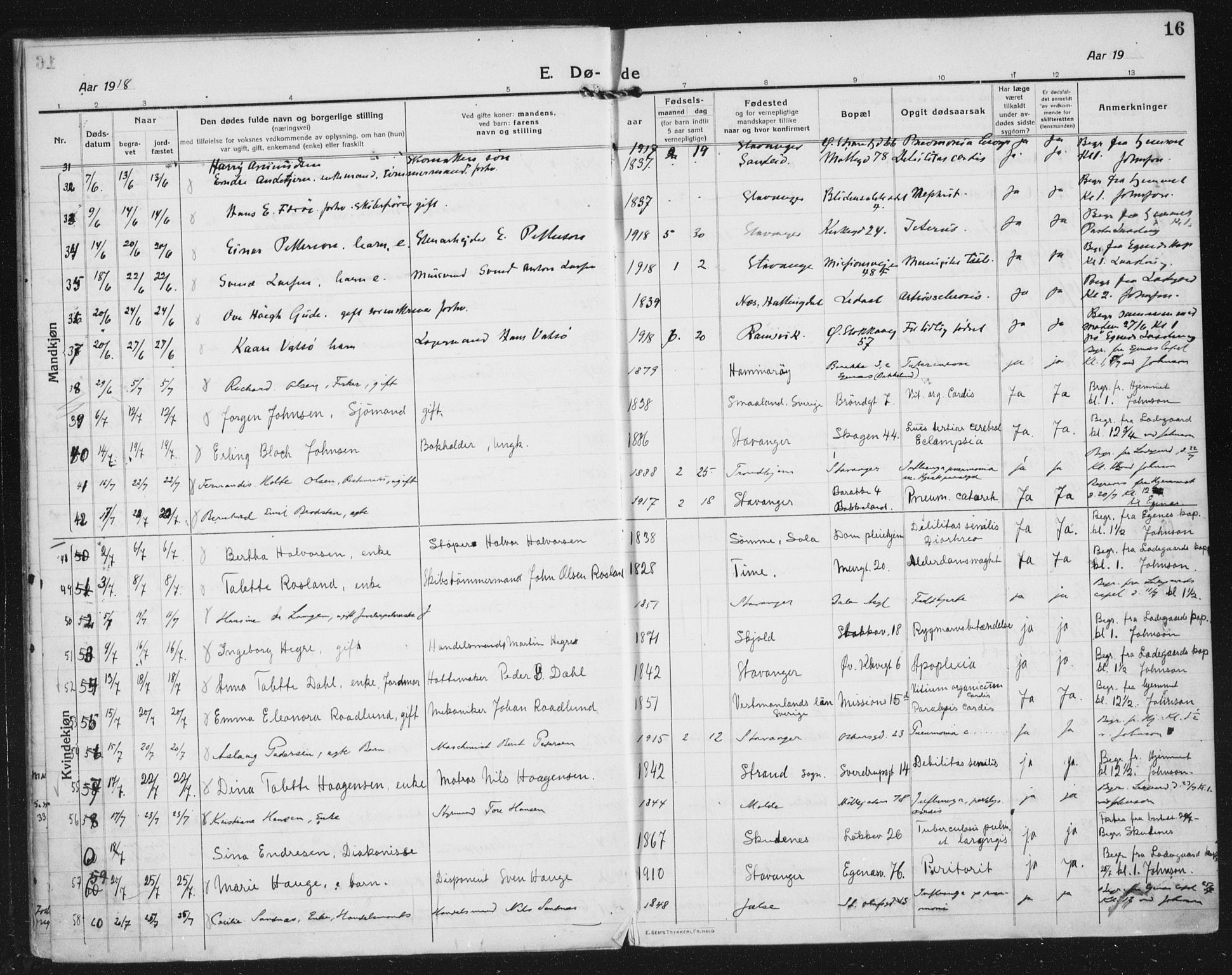 Domkirken sokneprestkontor, AV/SAST-A-101812/002/A/L0017: Parish register (official) no. A 36, 1917-1938, p. 16