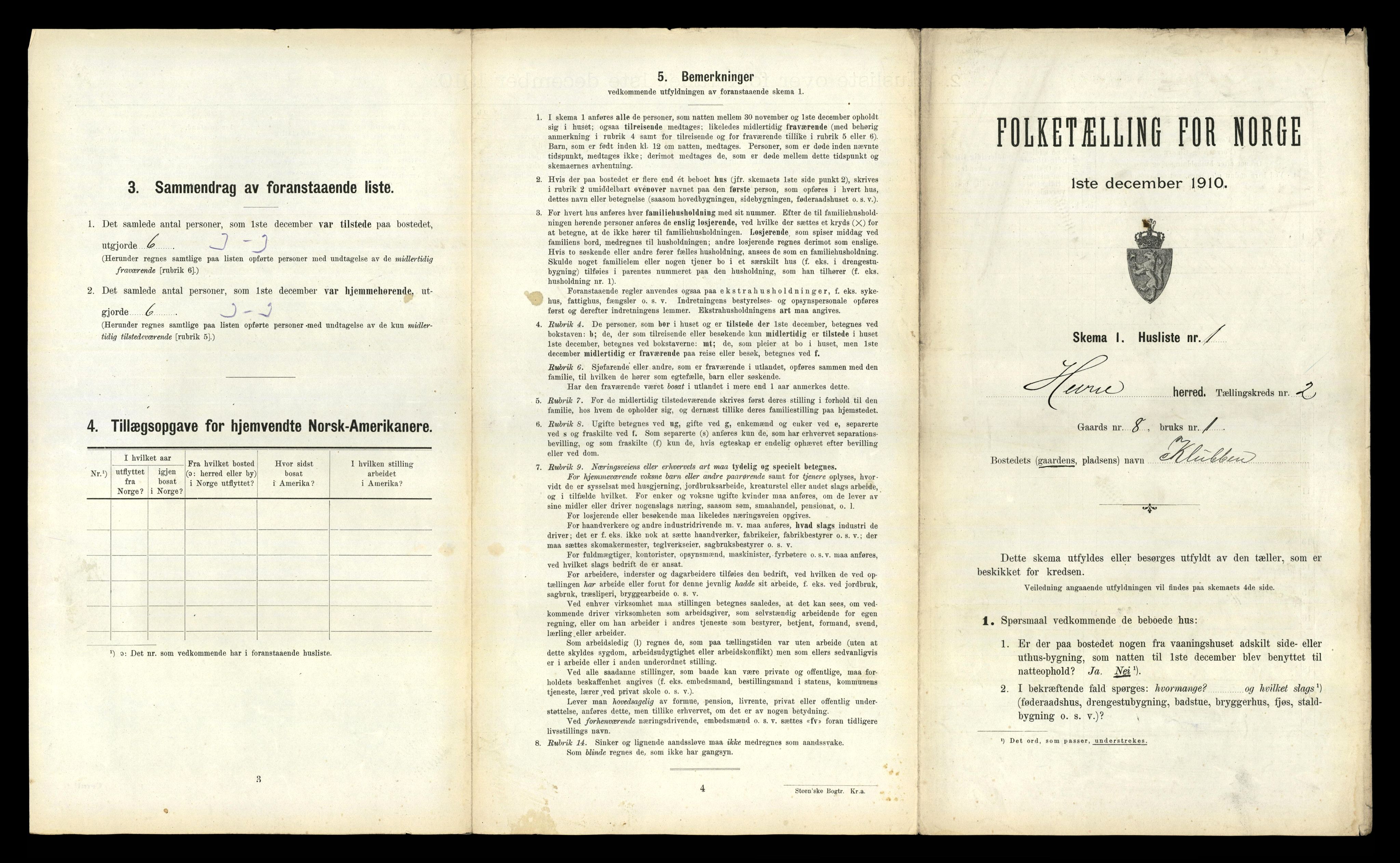 RA, 1910 census for Hemne, 1910, p. 203